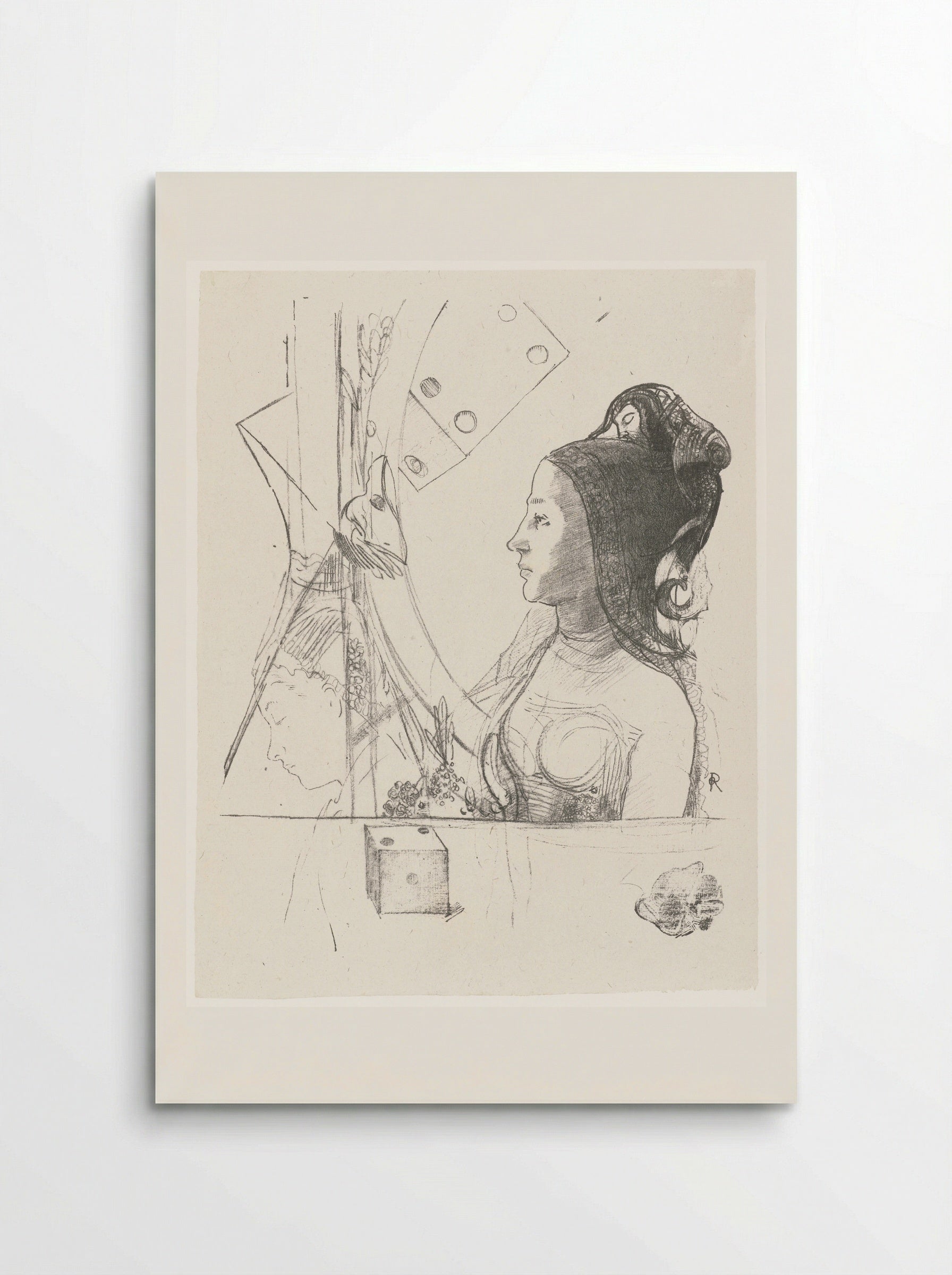 Vrouw en dobbelstenen - Odilon Redon - Poster
