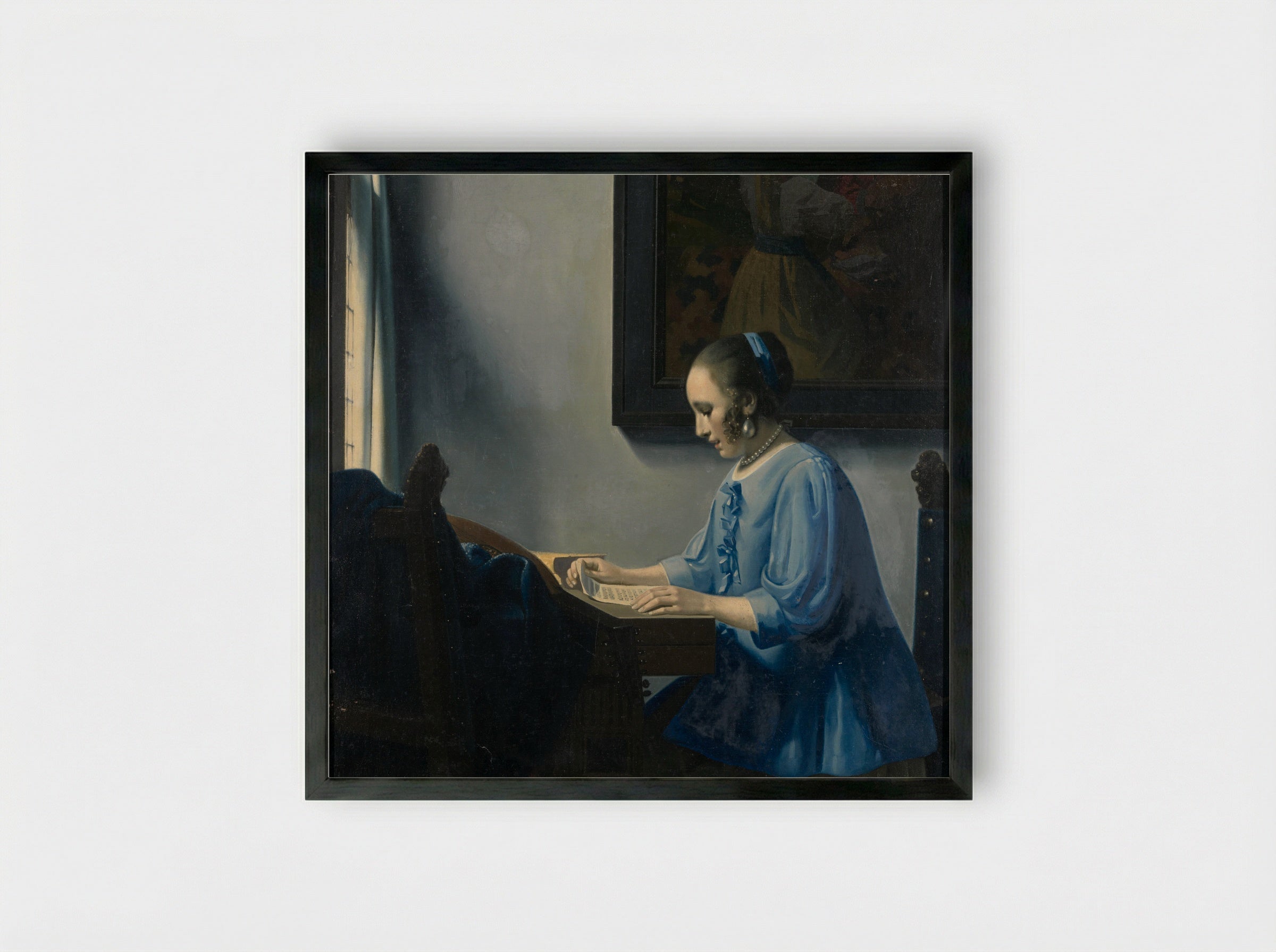 Woman Reading Sheet Music - Han van Meegeren - Framed Print Black