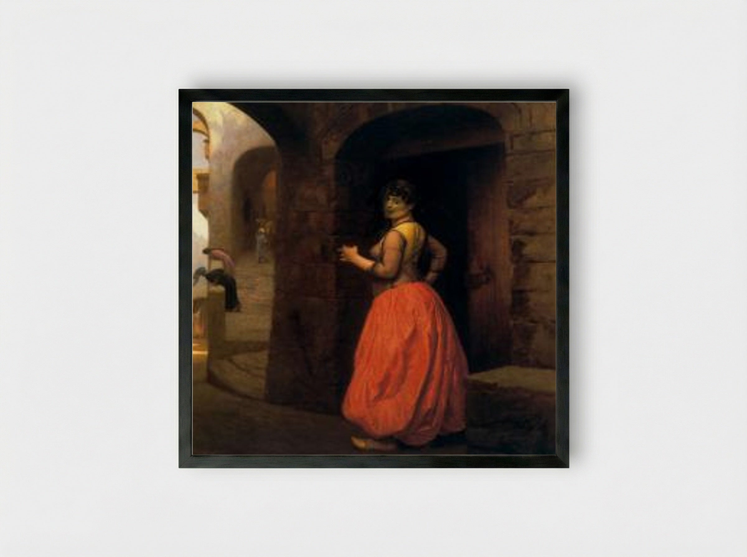 Woman from Cairo Smoking a Cigarette - Jean-Léon Gérôme - Framed Print Black