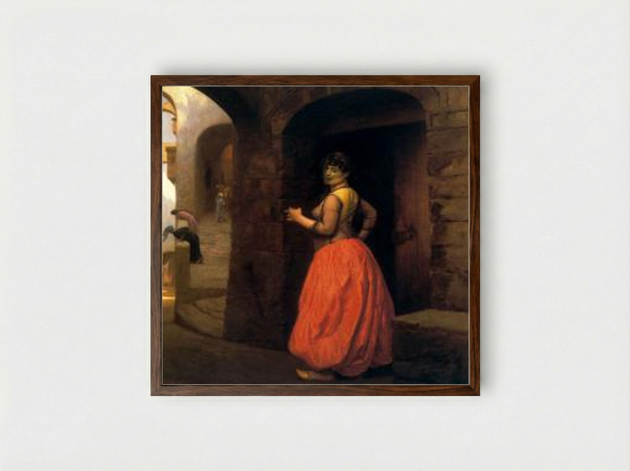 Woman from Cairo Smoking a Cigarette - Jean-Léon Gérôme - Framed Print Dark Wood