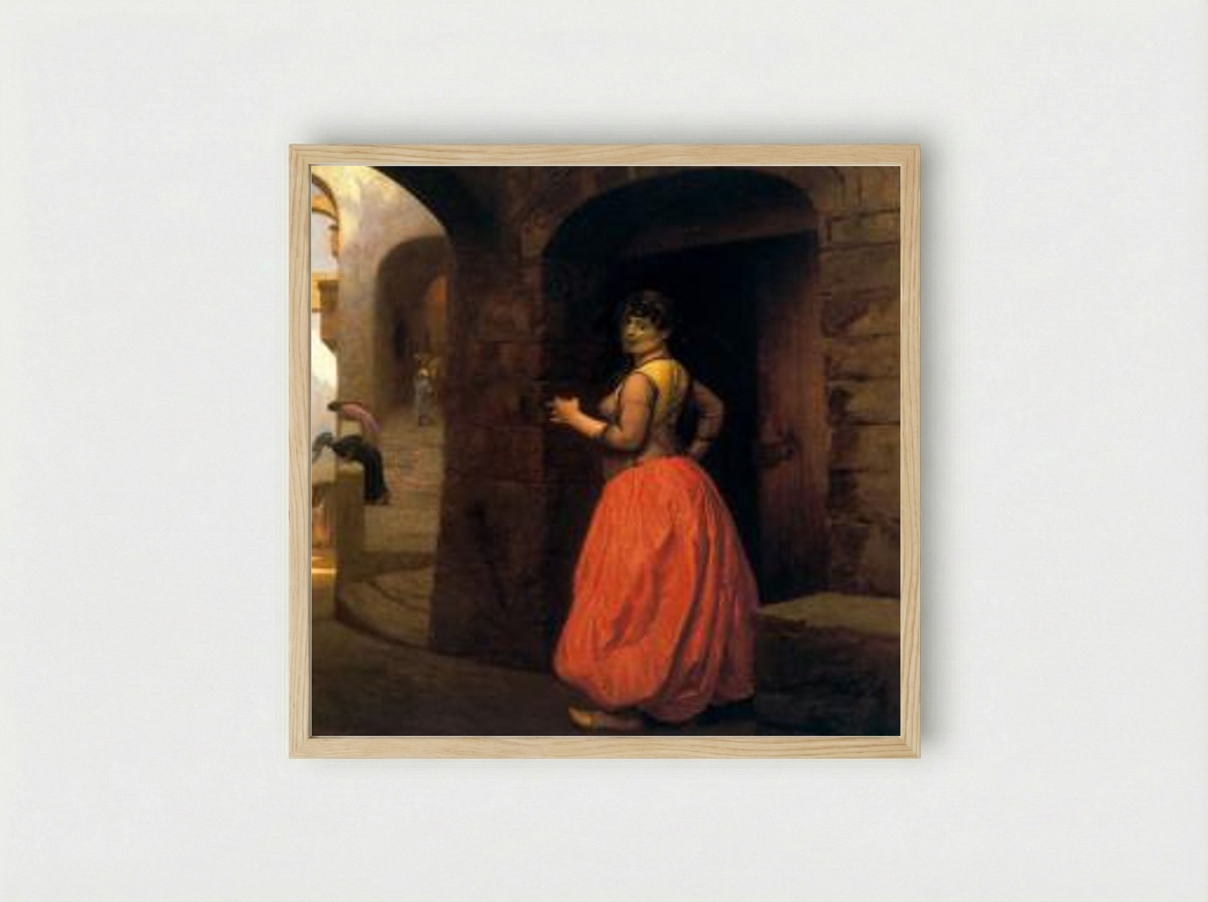 Woman from Cairo Smoking a Cigarette - Jean-Léon Gérôme - Framed Print Wood