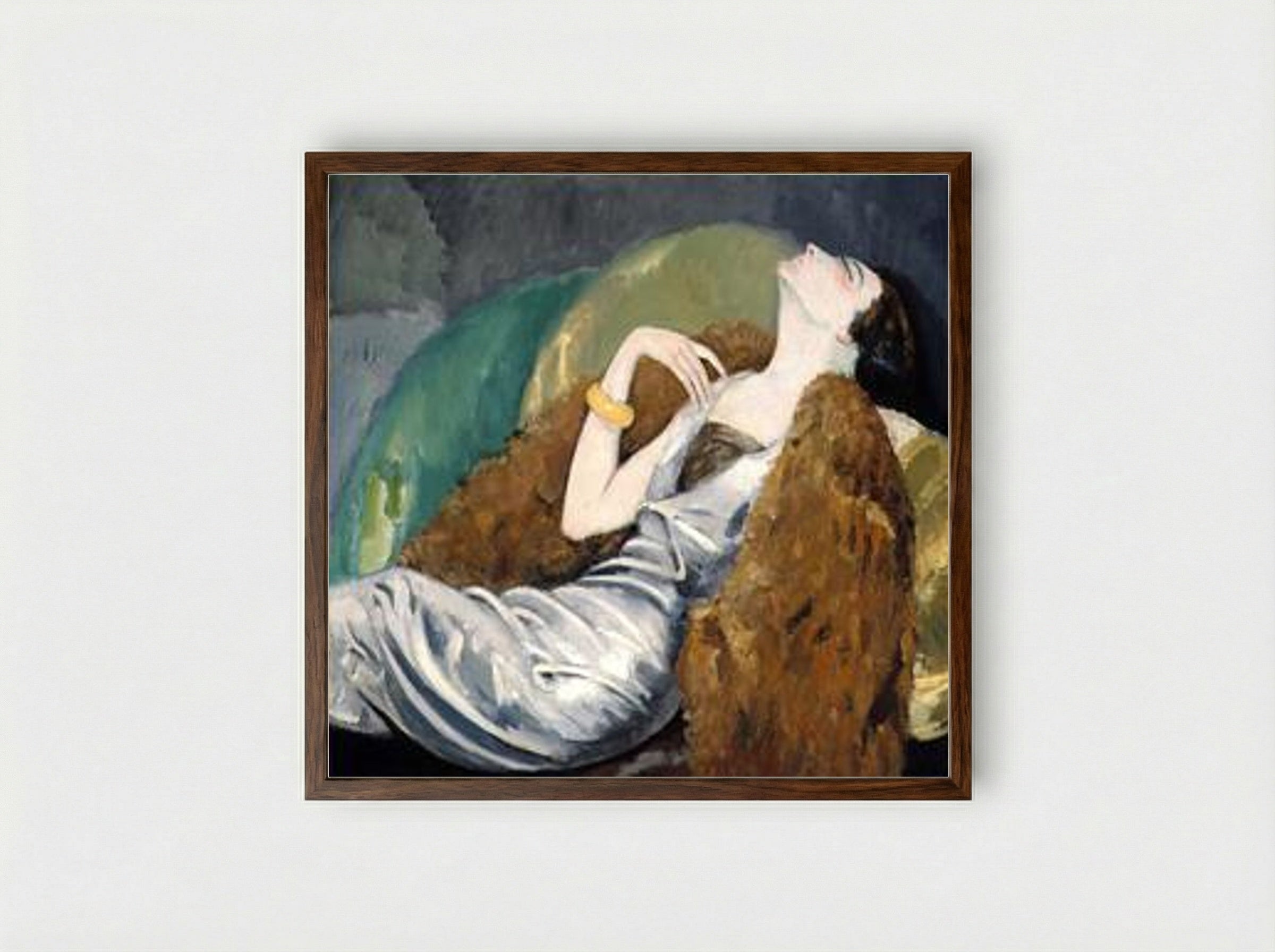 Woman on Sofa - Kees van Dongen - Framed Print Dark Wood
