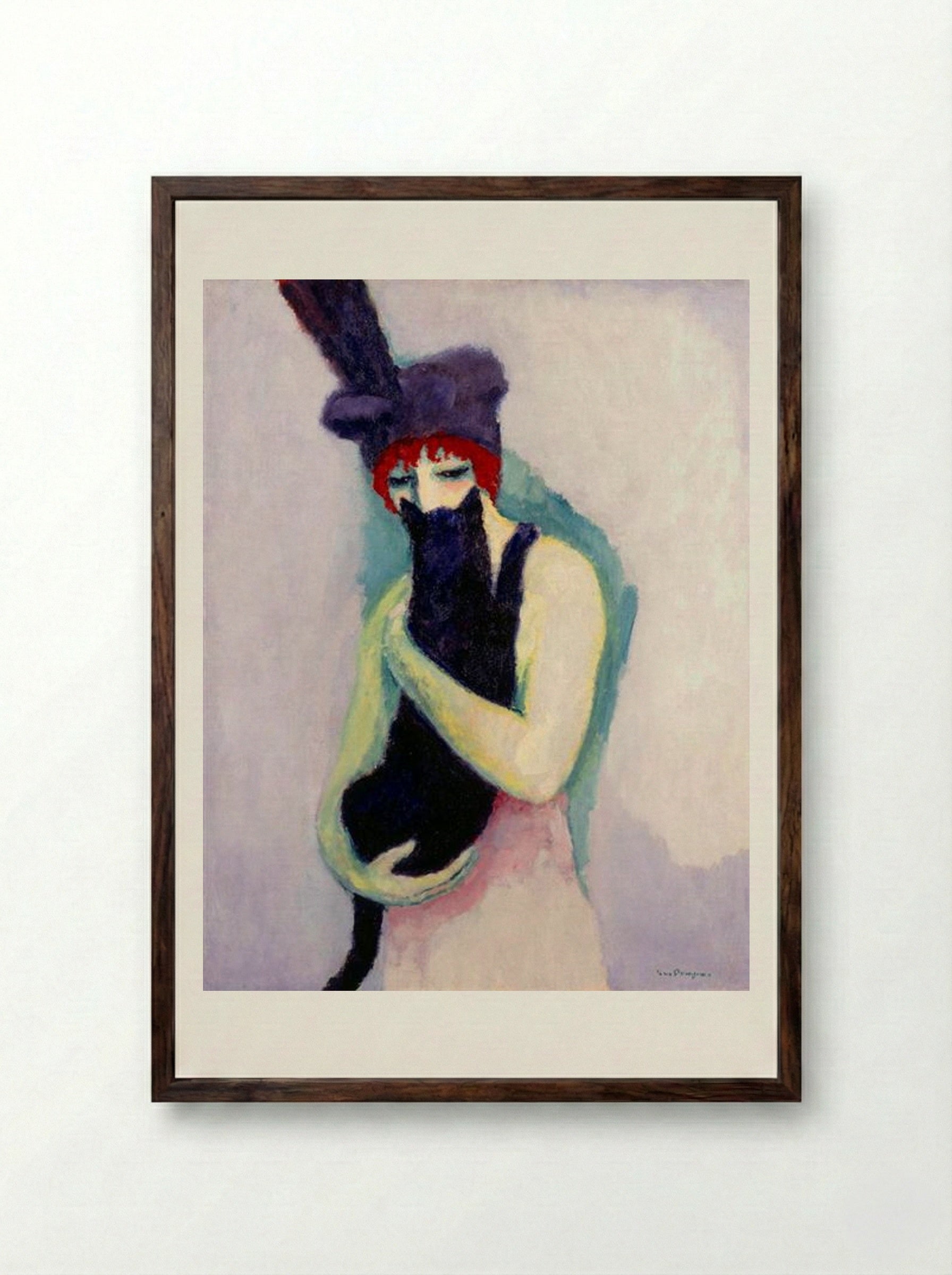 Woman with Cat - Kees van Dongen - Framed Print Dark Wood