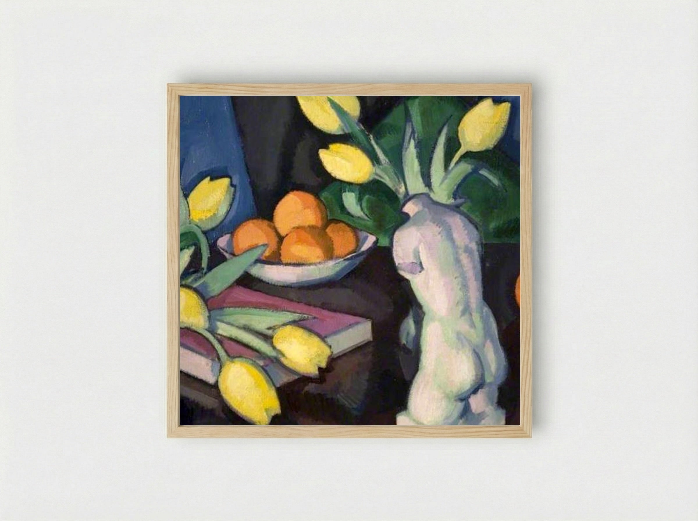Yellow Tulips and Statuette - Samuel Peploe - Framed Print Wood