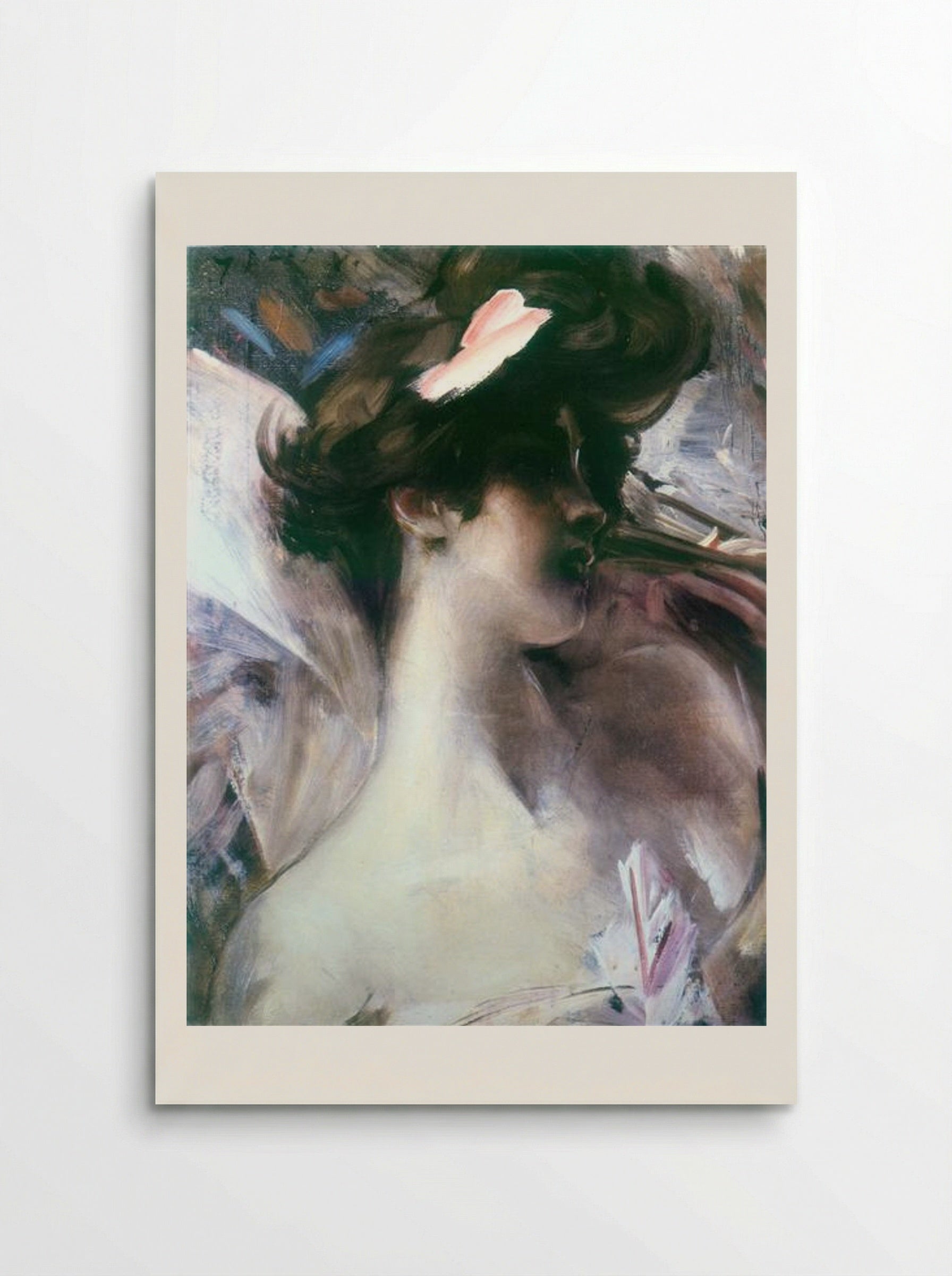 Young Woman's Head on a Pink Background - Giovanni Boldini - Poster