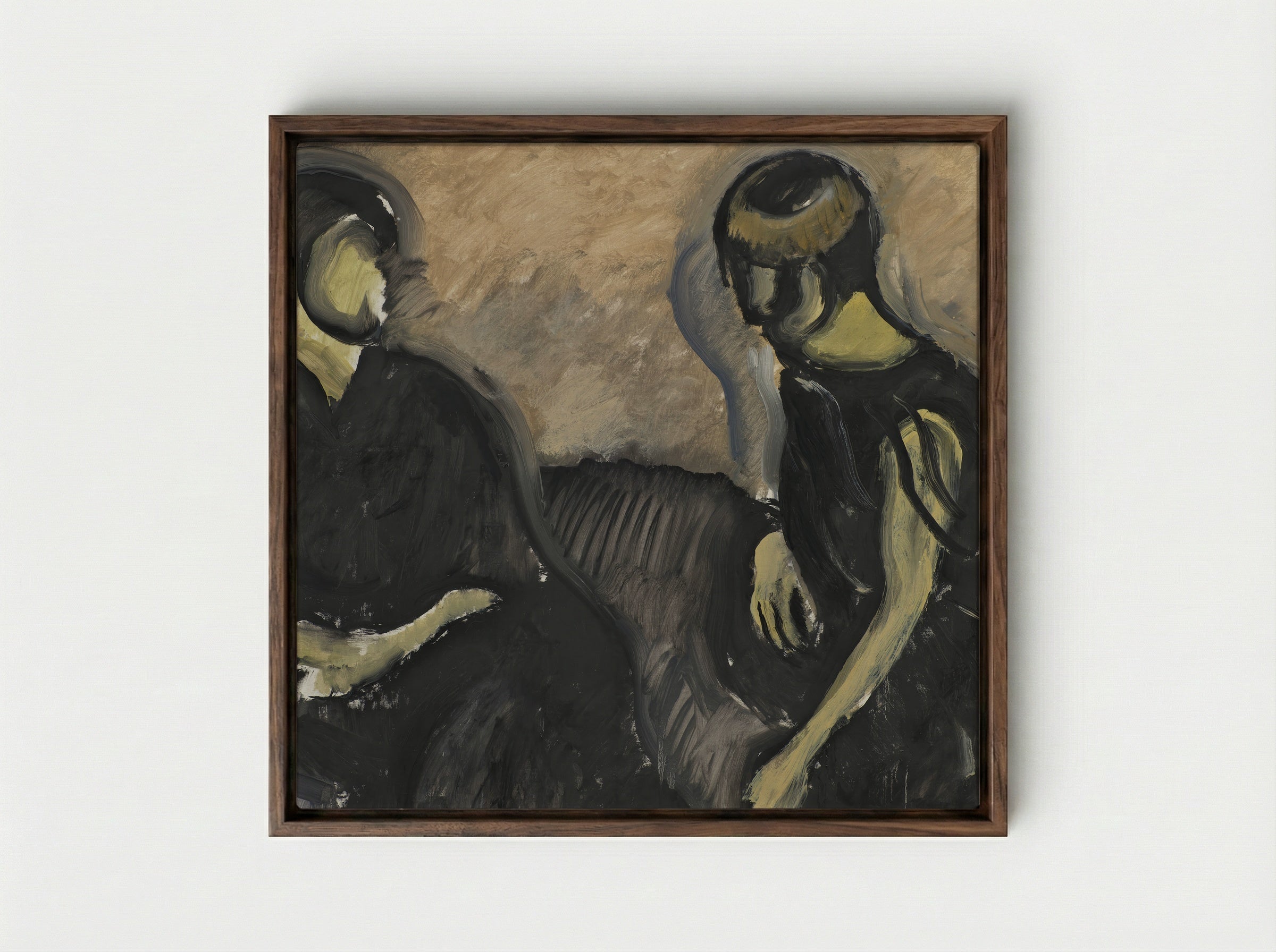 Two Ladies - Harald Giersing - Framed Canvas Dark Wood