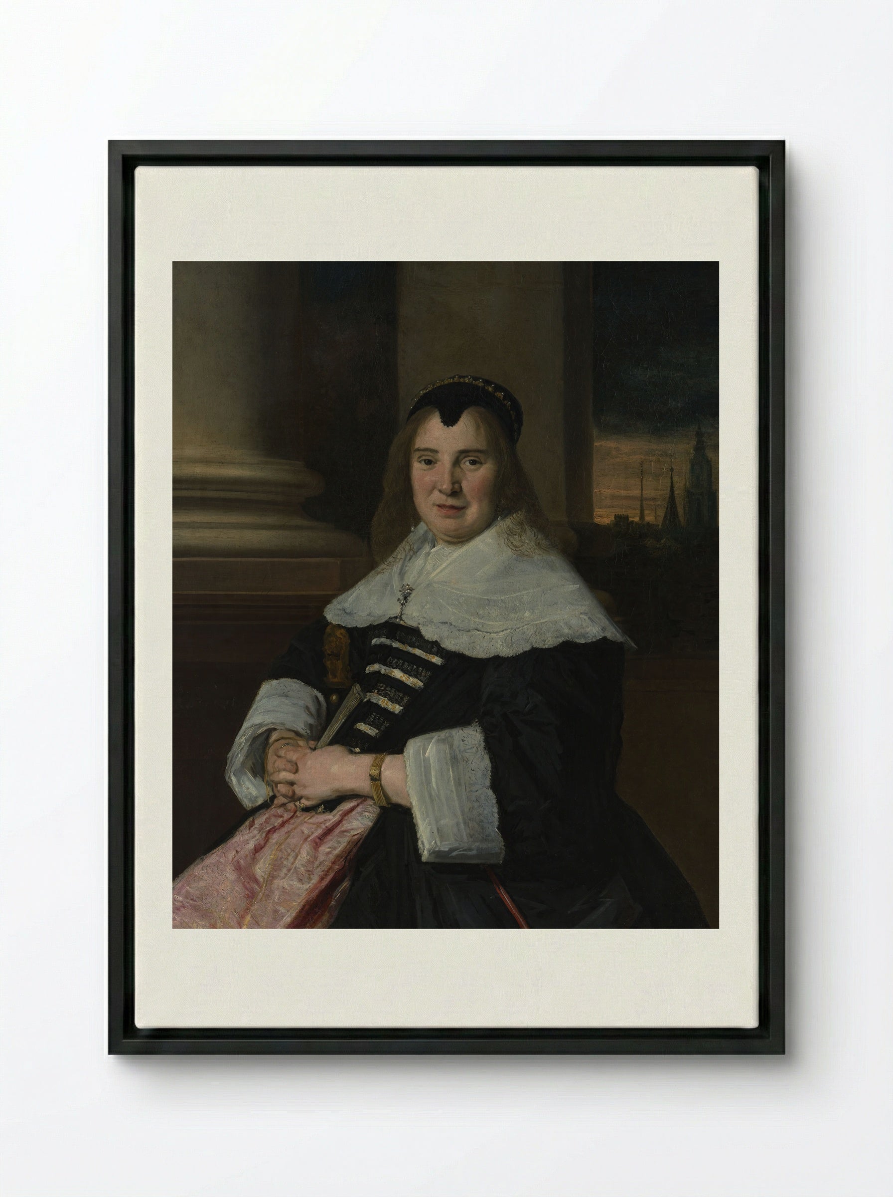 Portrait of a Woman - Frans Hals - Framed Canvas Black