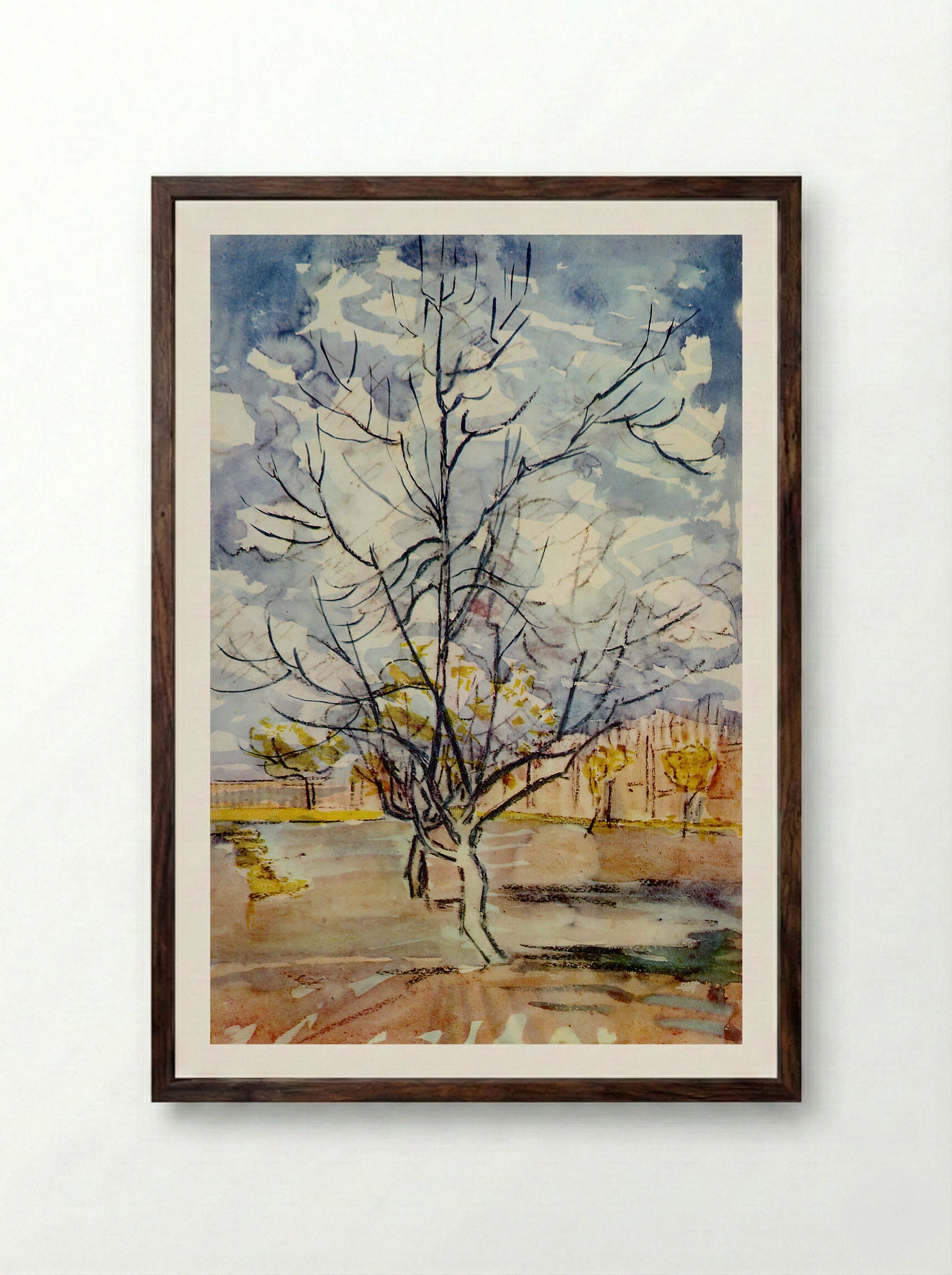 Pink Peach Trees - Fine Art Print - Framed Print Dark Wood