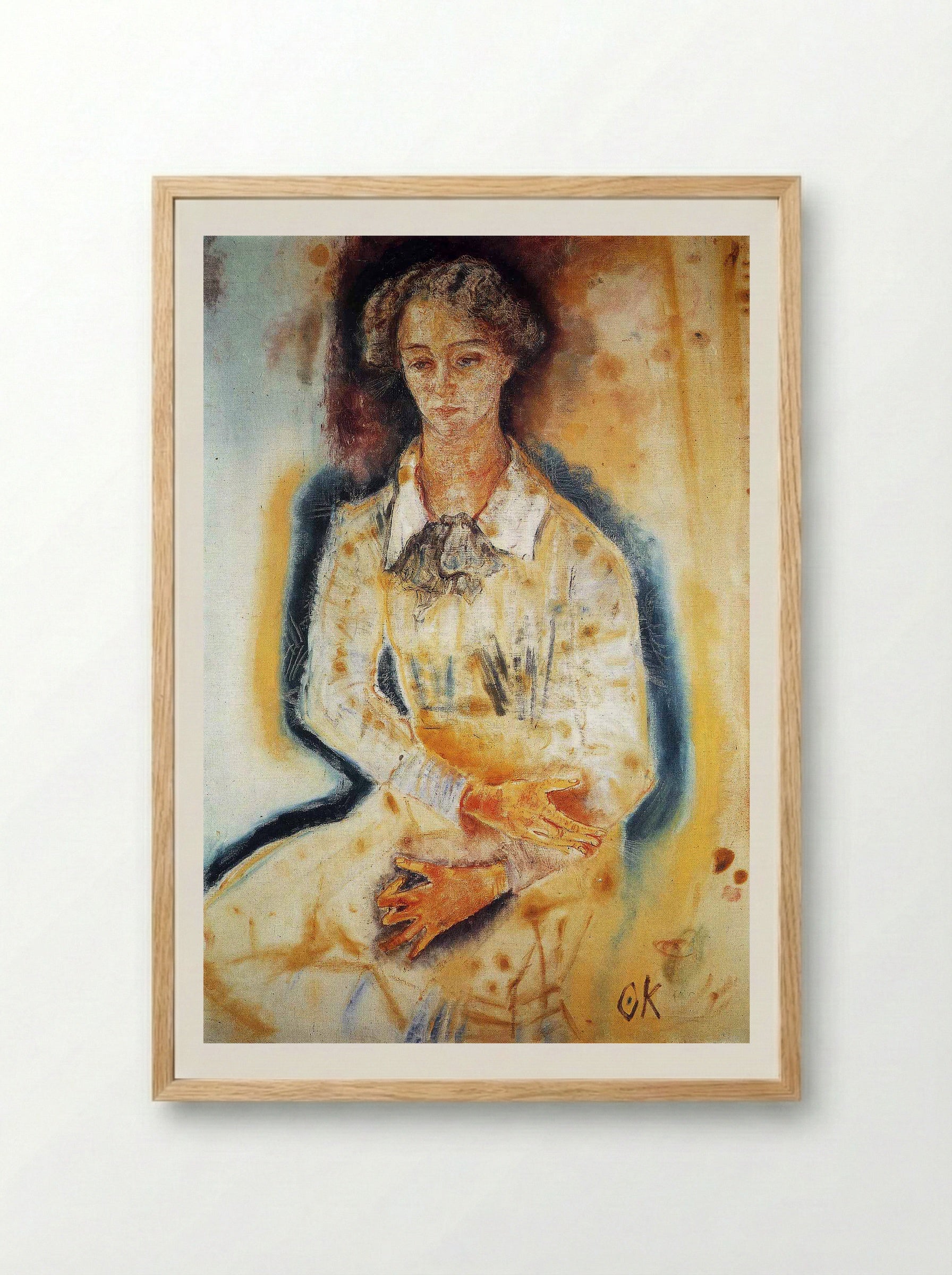 Portrait of Lotte Franzos - Oskar Kokoschka - Framed Print Wood