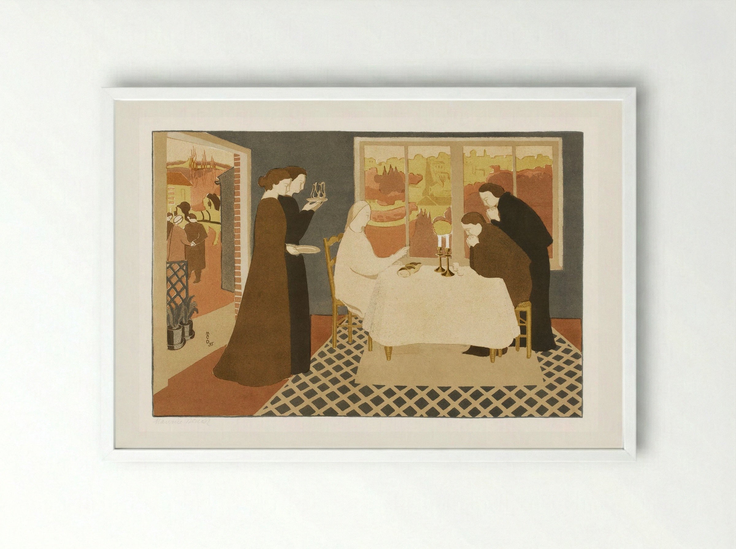 The Pilgrims of Emmaus - Maurice Denis - Framed Print White