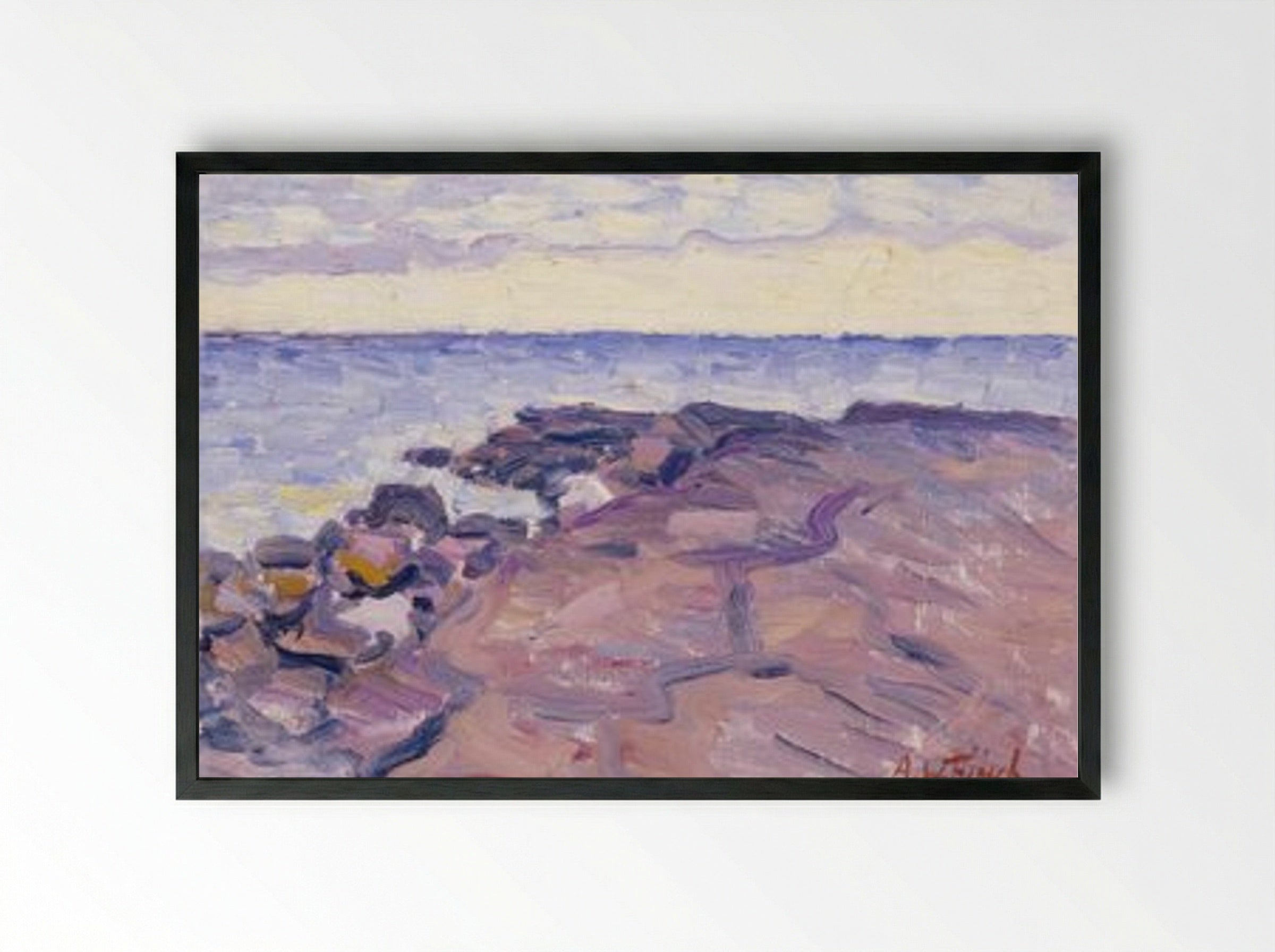 Rantakallioita (Rocky Shore) - Alfred William Finch - Framed Print Black