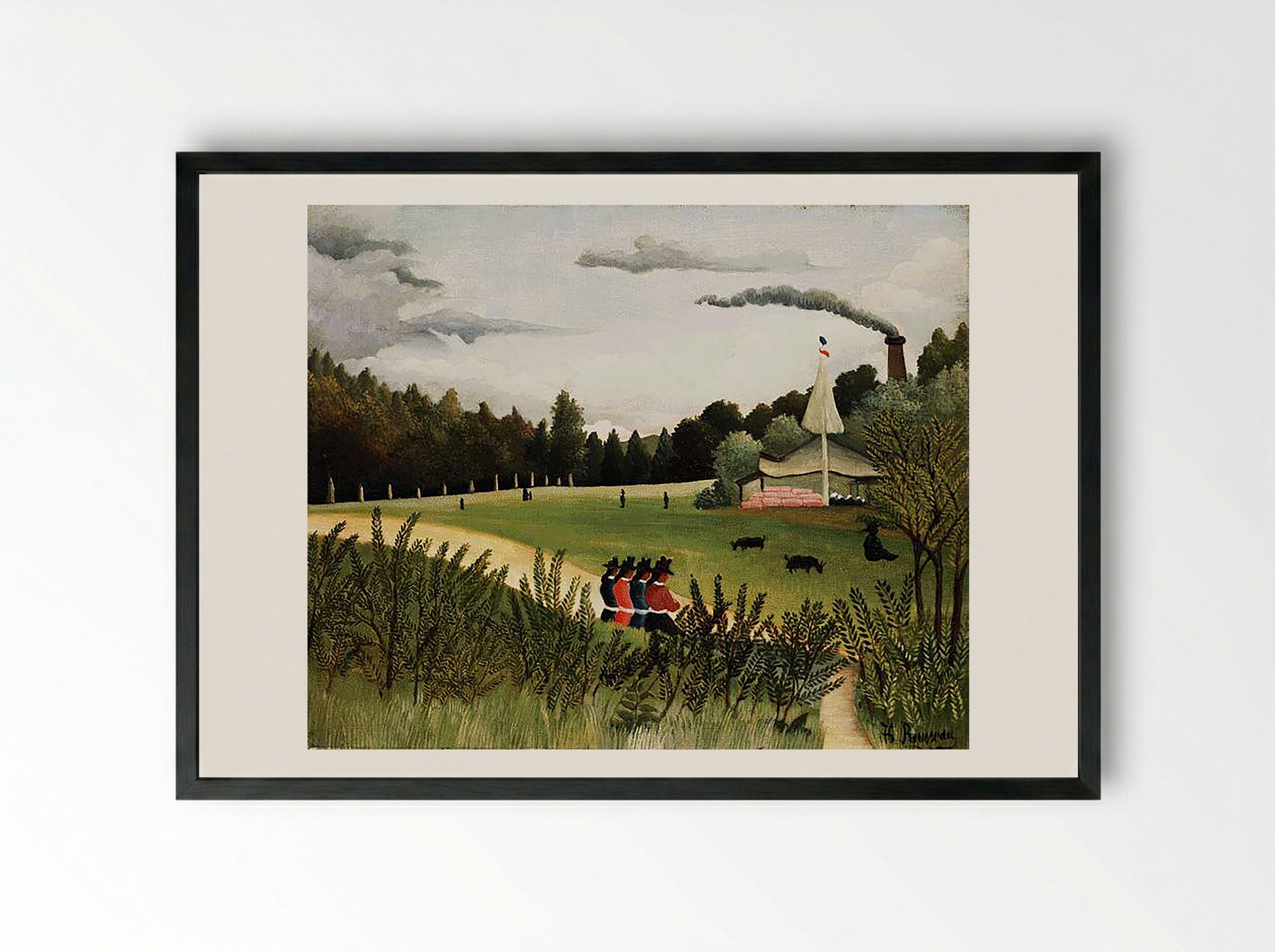 Park with Figures - Henri Rousseau - Framed Print Black