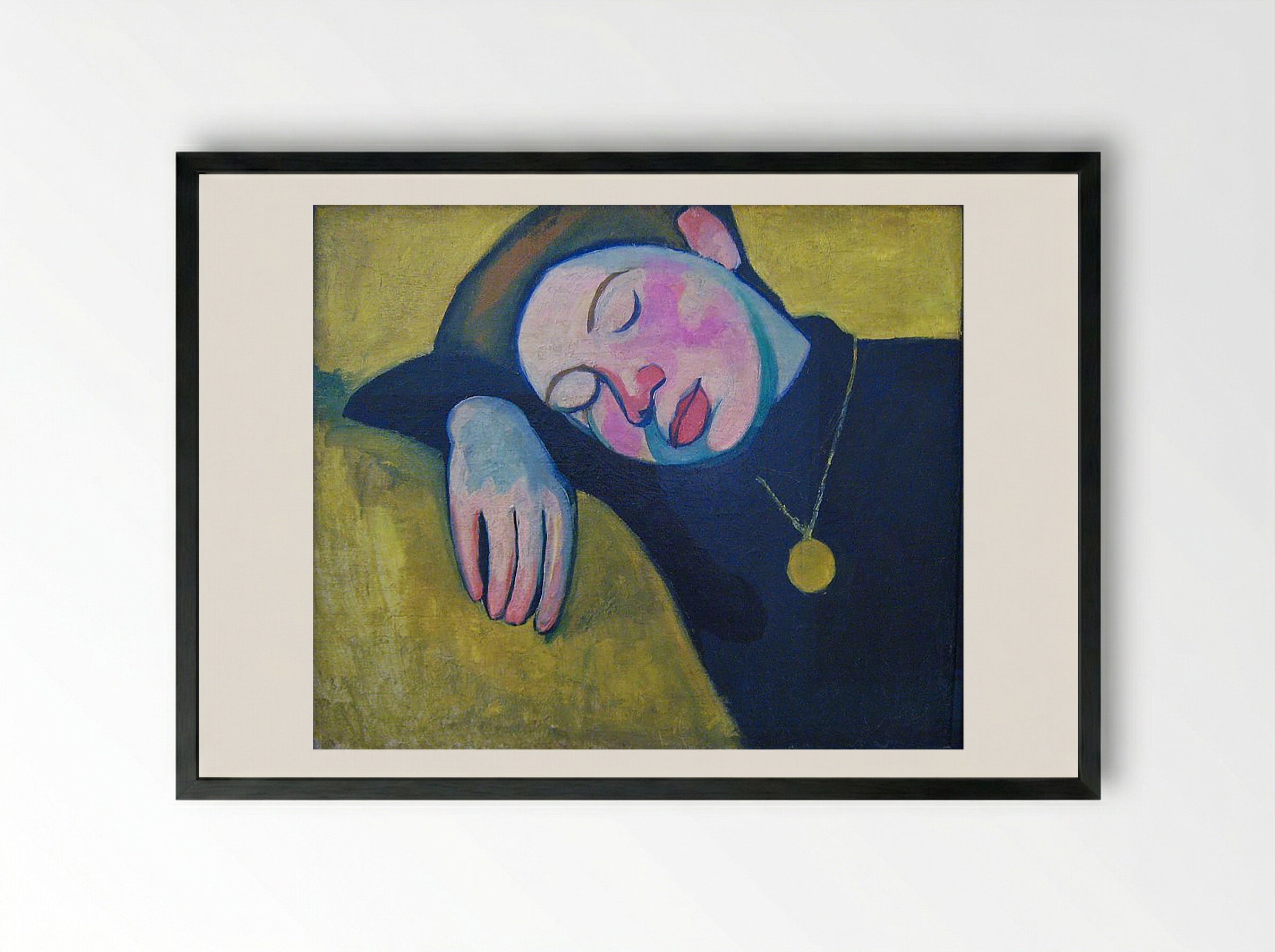 Sleeping Girl - Alexej von Jawlensky - Framed Print Black