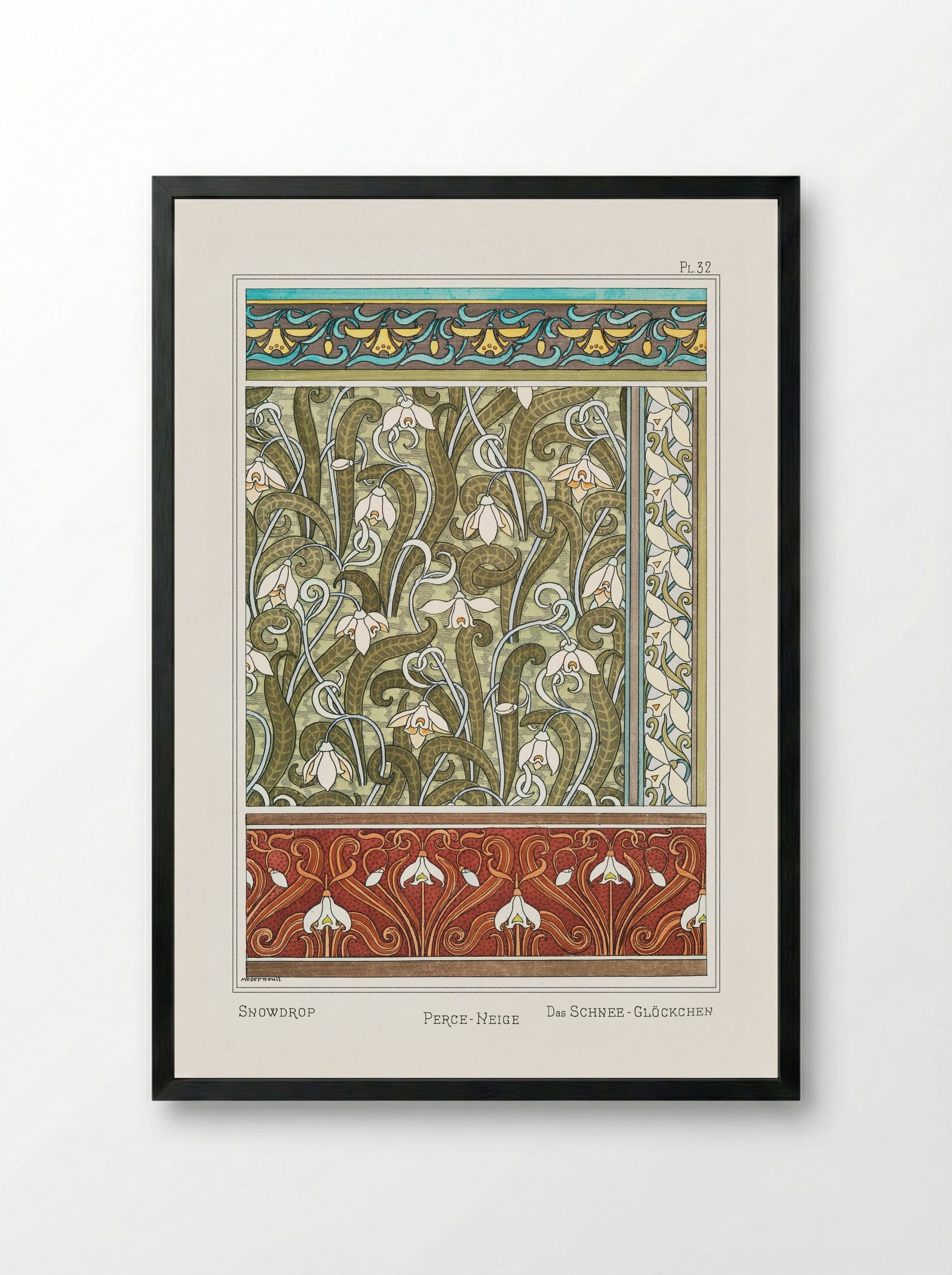 Perce-neige (Snowdrops) from La Plante et ses Applications ornementales - Maurice Pillard Verneuil - Framed Print Black
