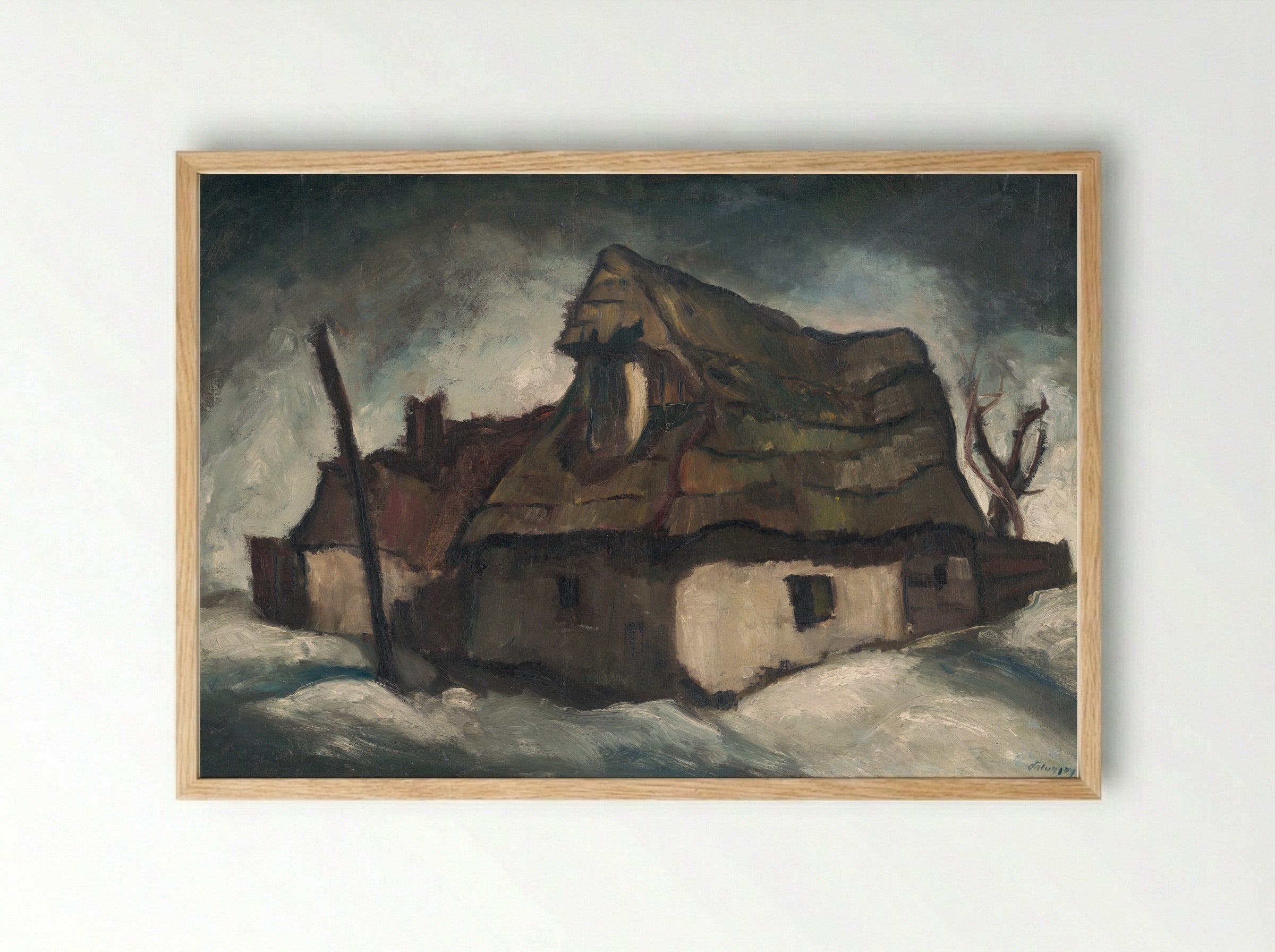 Cottages in Winter - Zolo Palugyay - Framed Print Wood