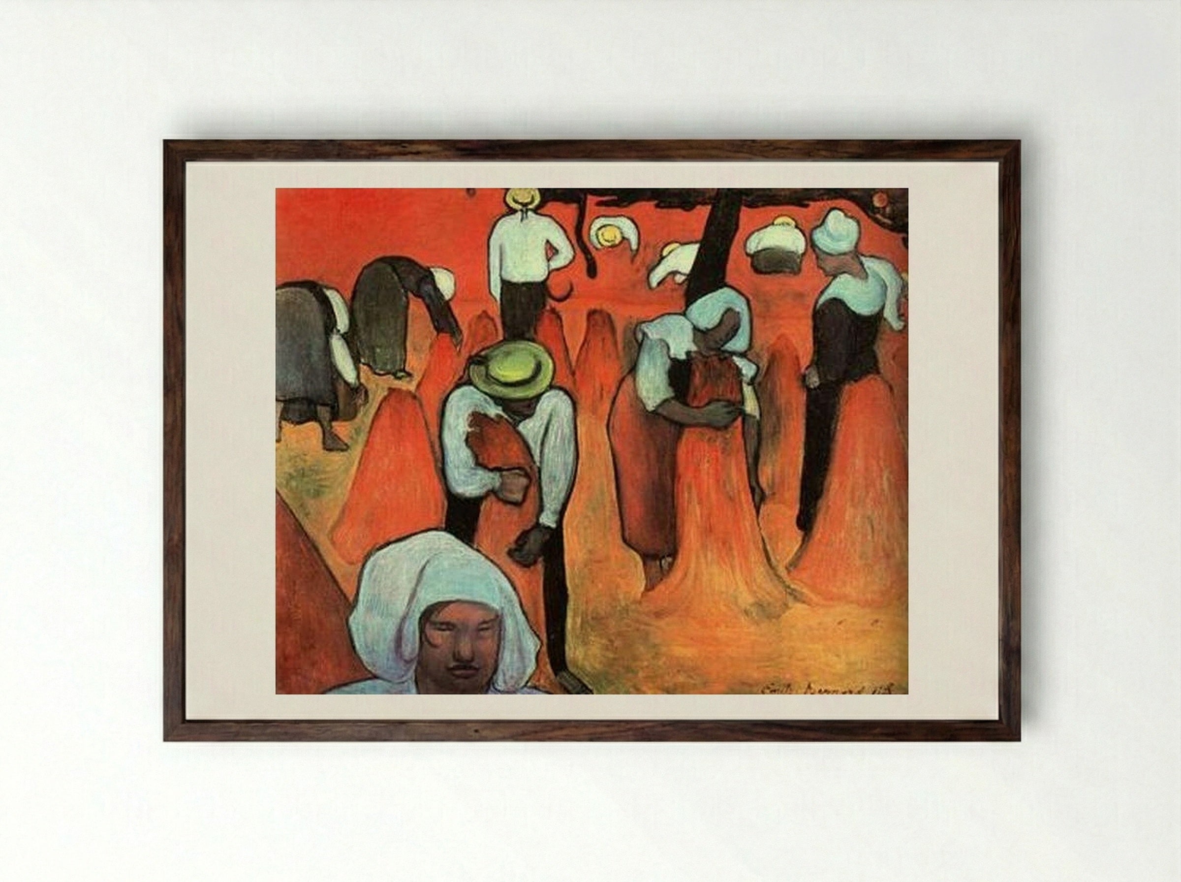 Buckwheat Harvesters at Pont-Aven - Émile Bernard - Framed Print Dark Wood