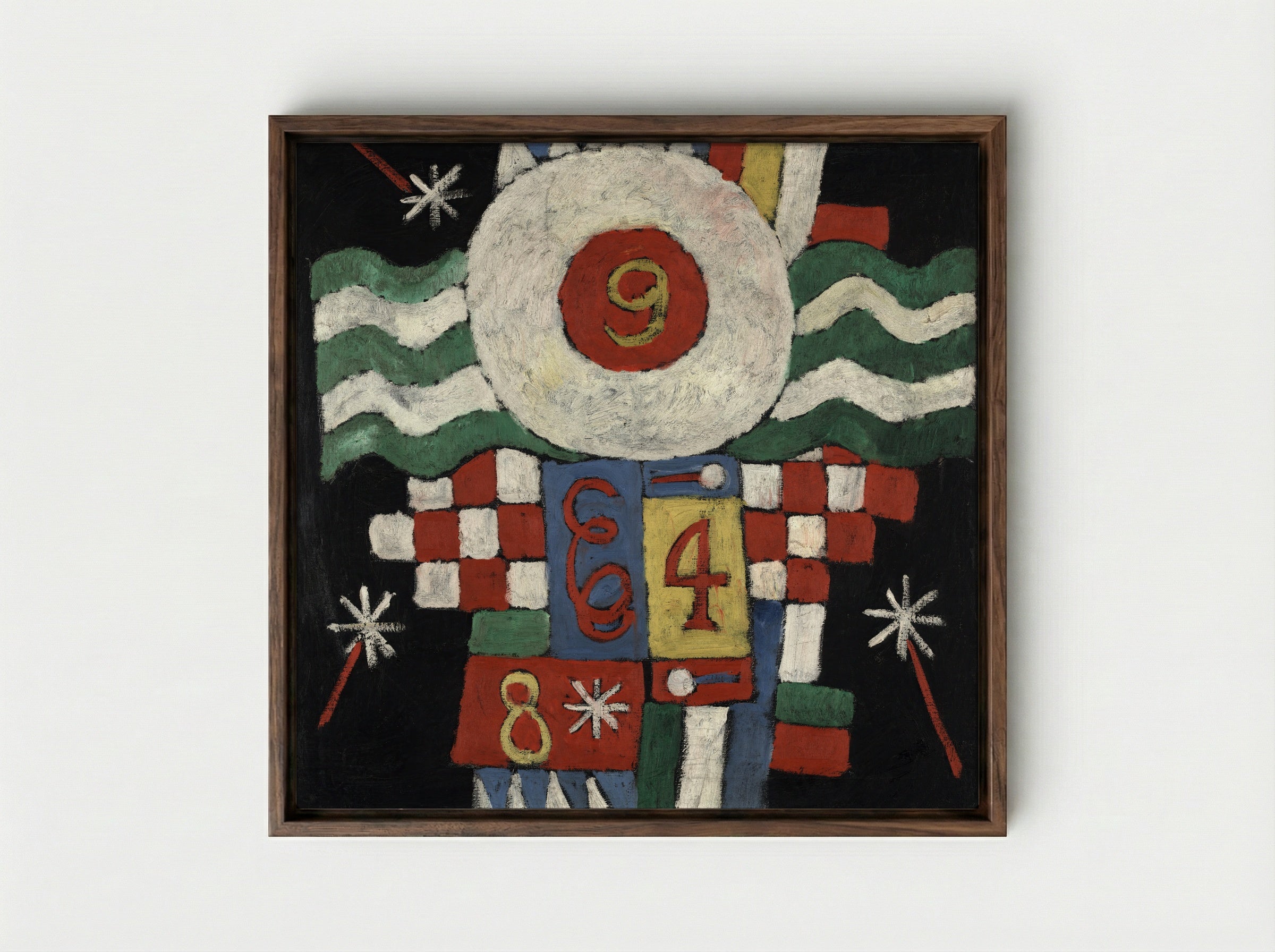 Collection of Numbers, Designs and Letters Seen by Me at the Beginning of the War in Berlin - Paul Klee - Framed Canvas Dark Wood