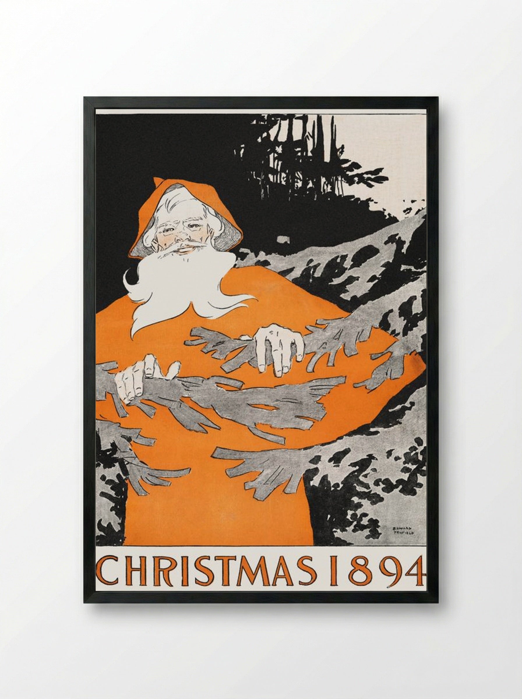 Christmas 1894 - Edward Penfield - Framed Print Black