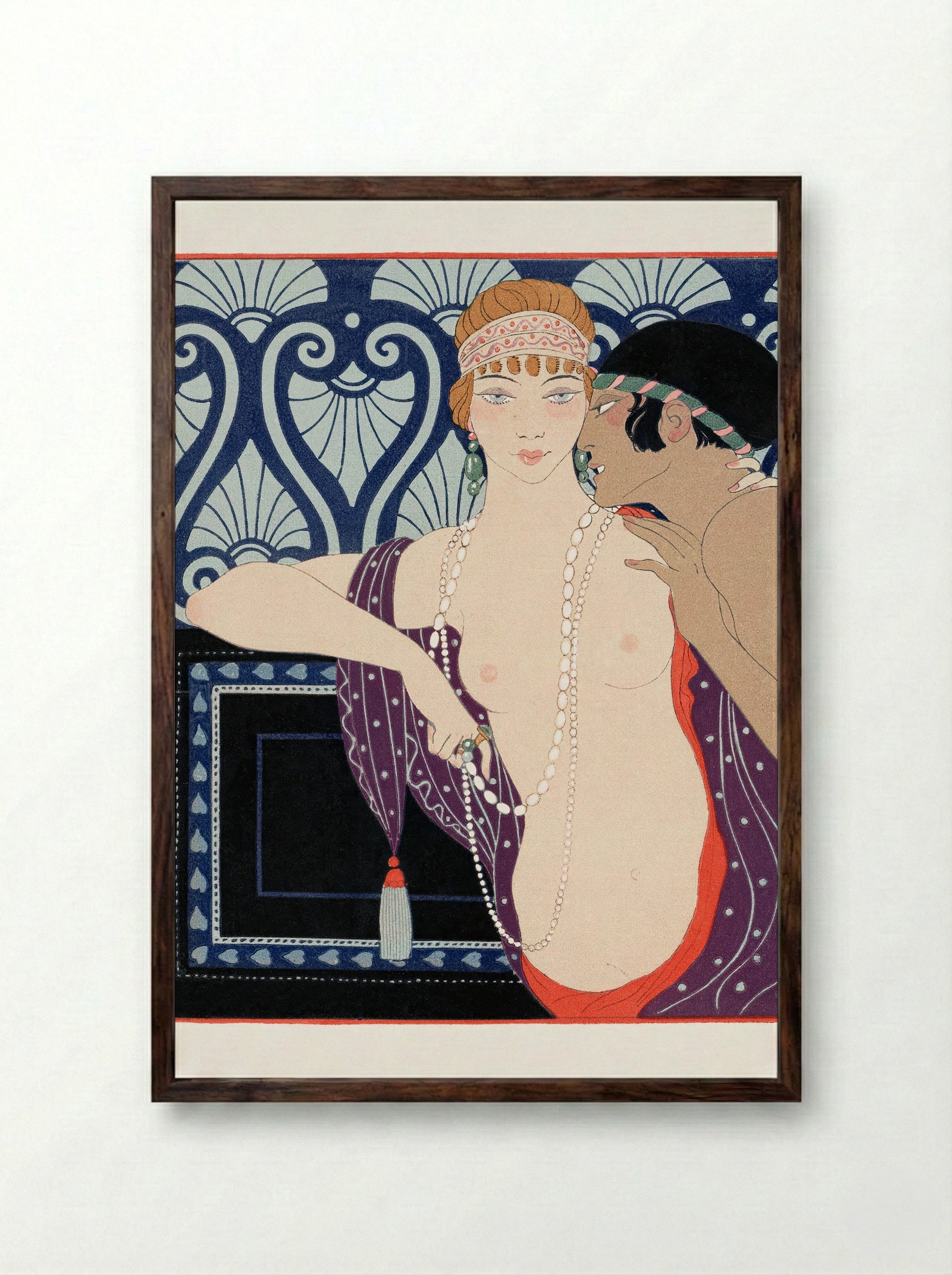 Les Trois Beautés de Mnasidika - George Barbier - Framed Print Dark Wood