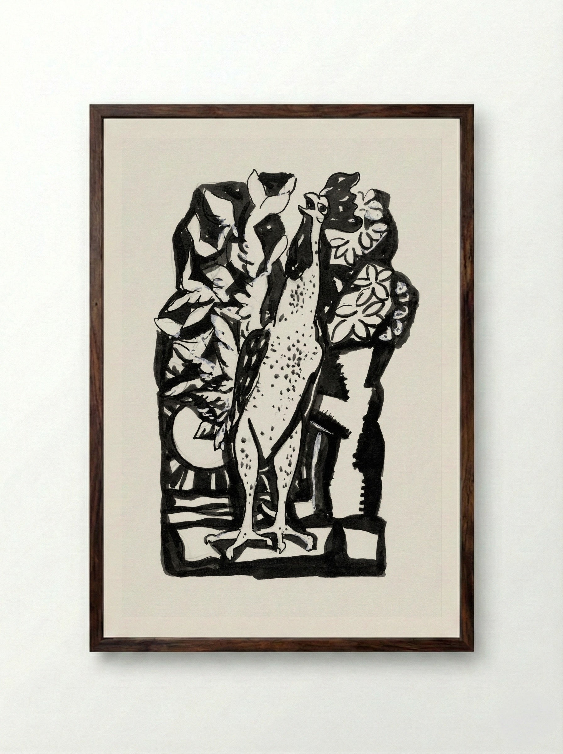 Crowing Rooster - Leo Gestel - Framed Print Dark Wood