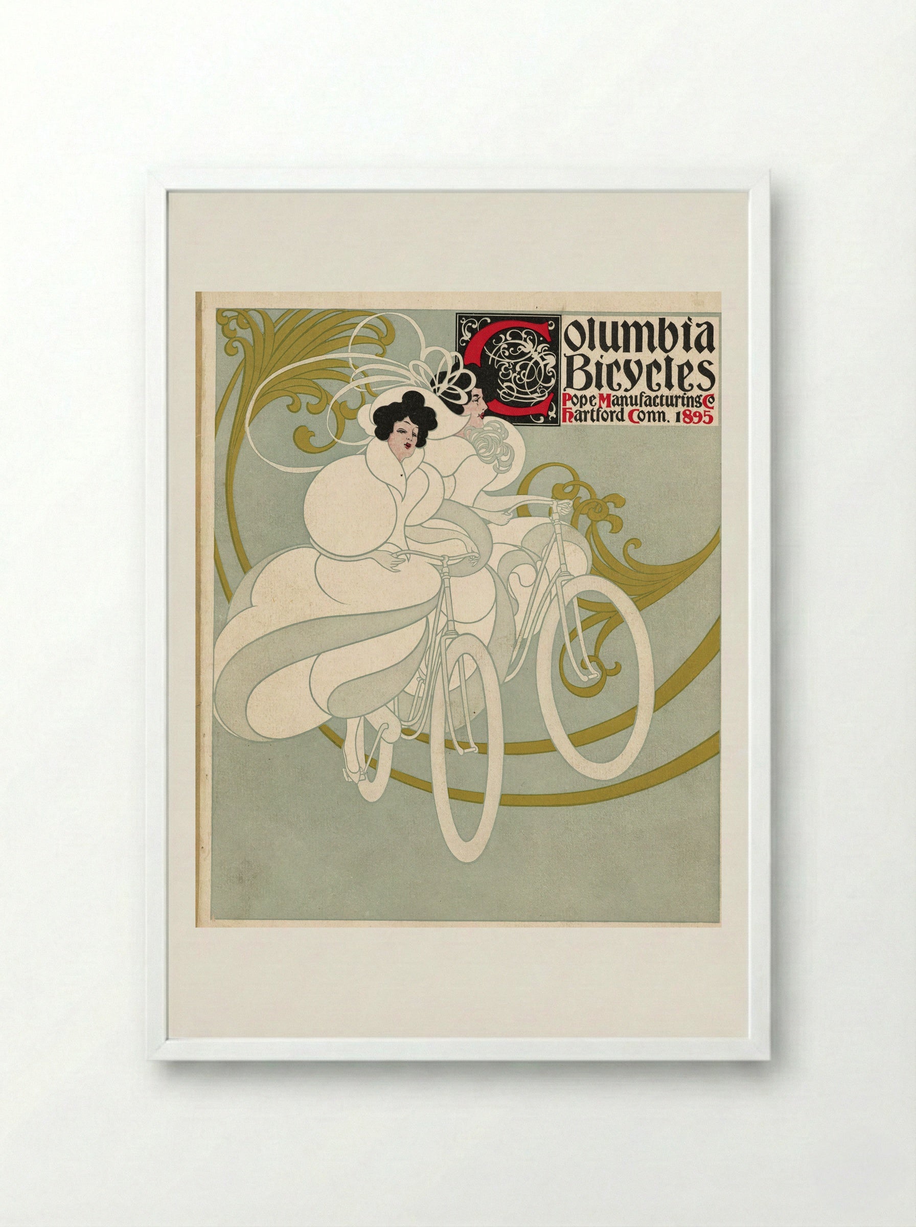 Columbia Bicycles, Pope Manufacturing Co., Hartford, Conn. - Will H. Bradley - Framed Print White
