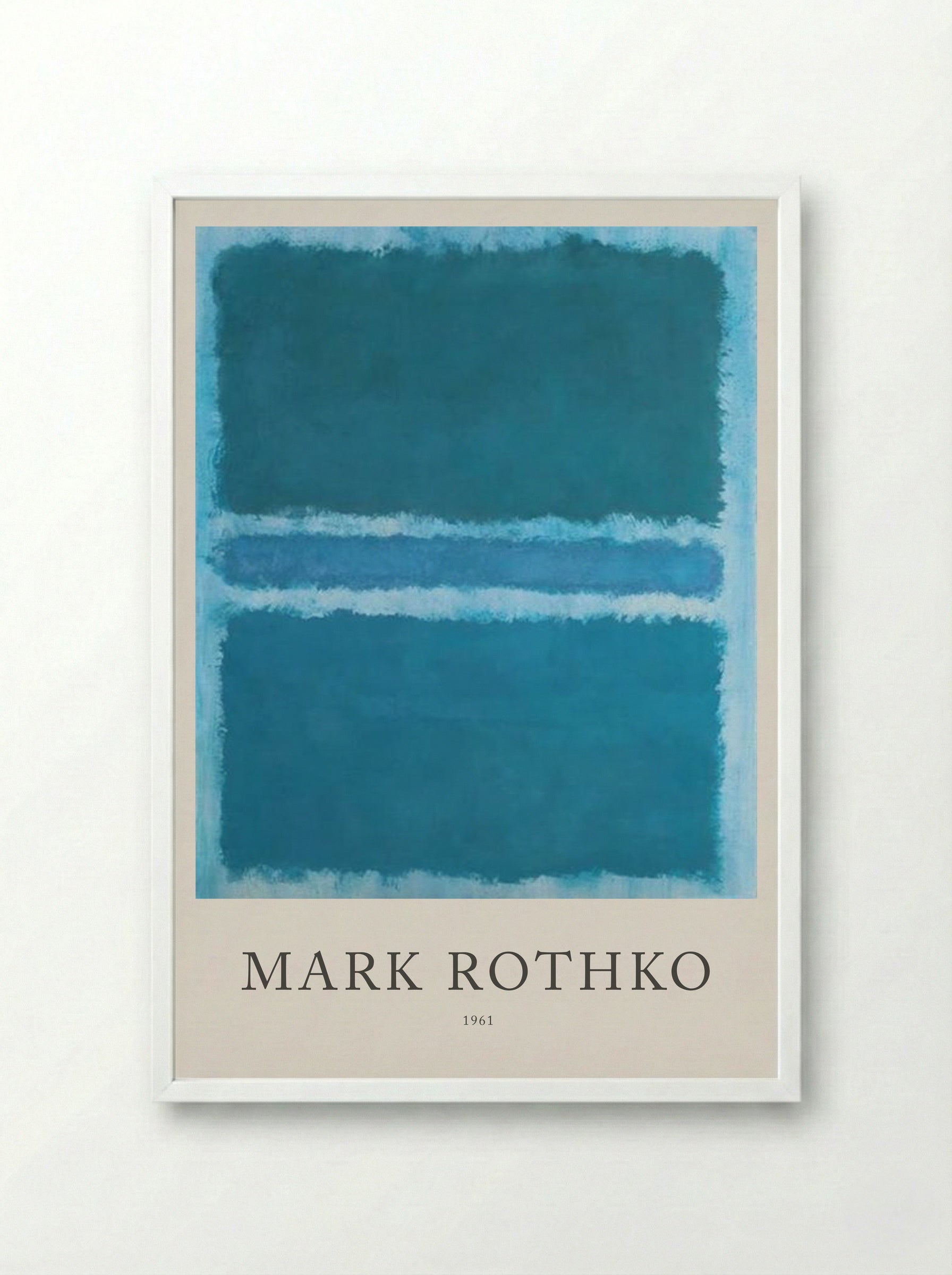 Untitled (Blue, Teal and Light Blue) - Mark Rothko - Framed Print White