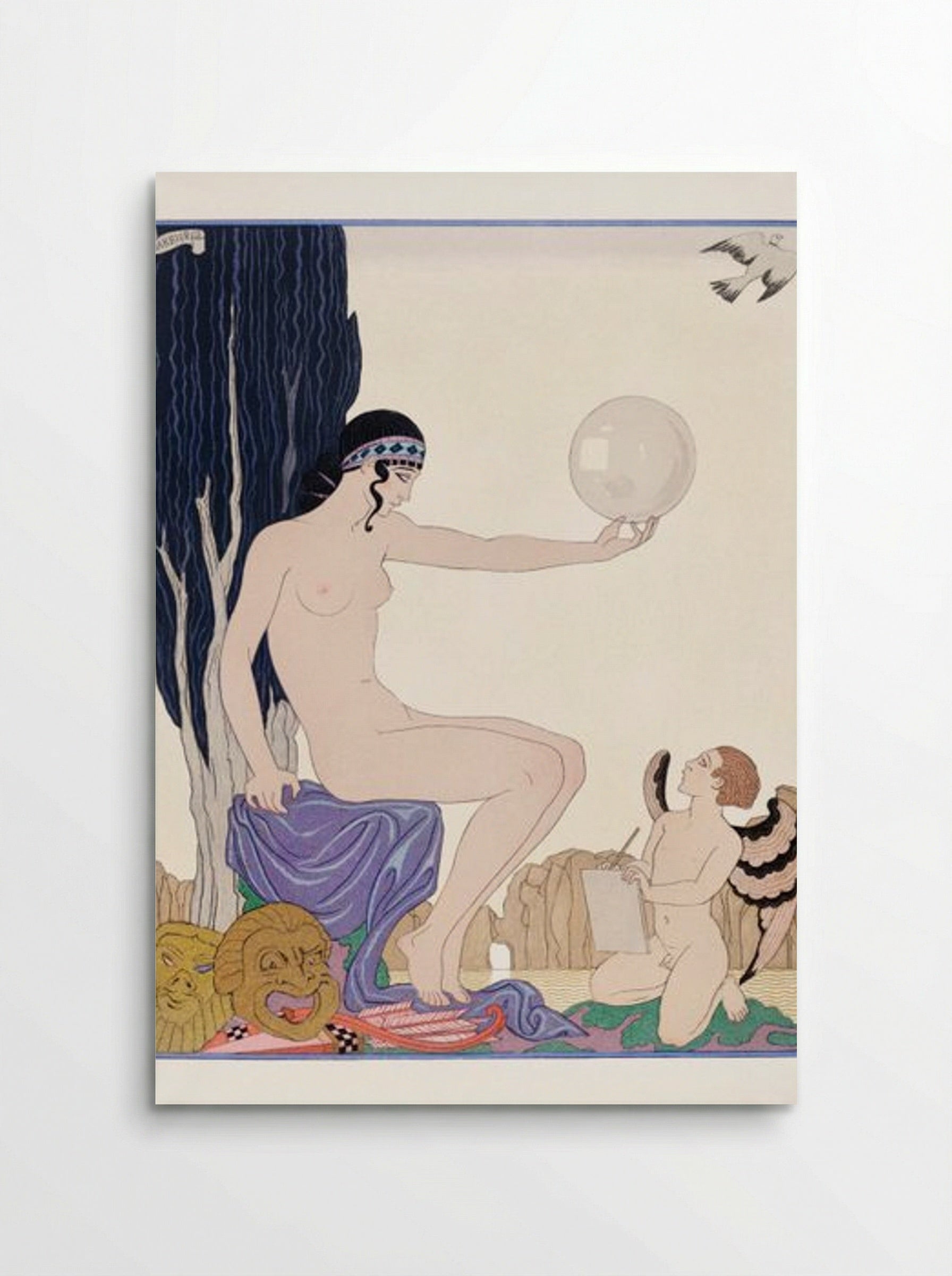 Seated Woman and Cherub - George Barbier - Poster