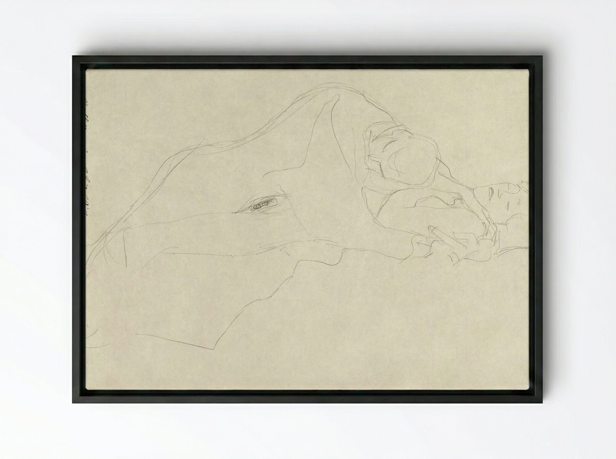 The Lovers - Gustav Klimt - Framed Canvas Black