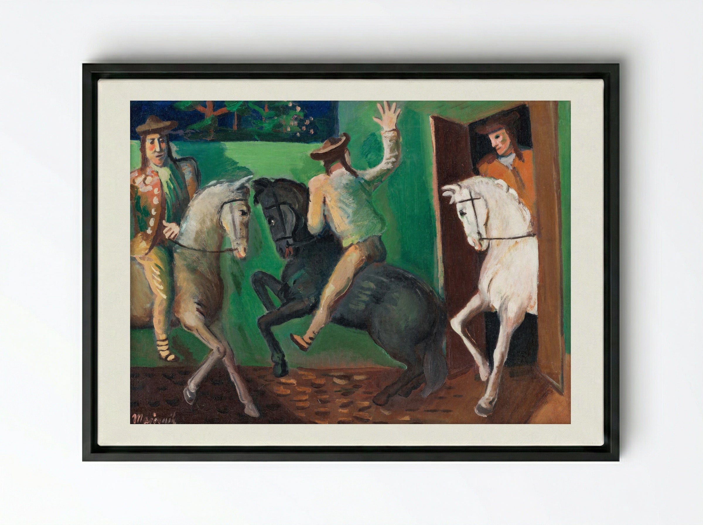 Riders on Horses - Cyprián Majerník - Framed Canvas Black