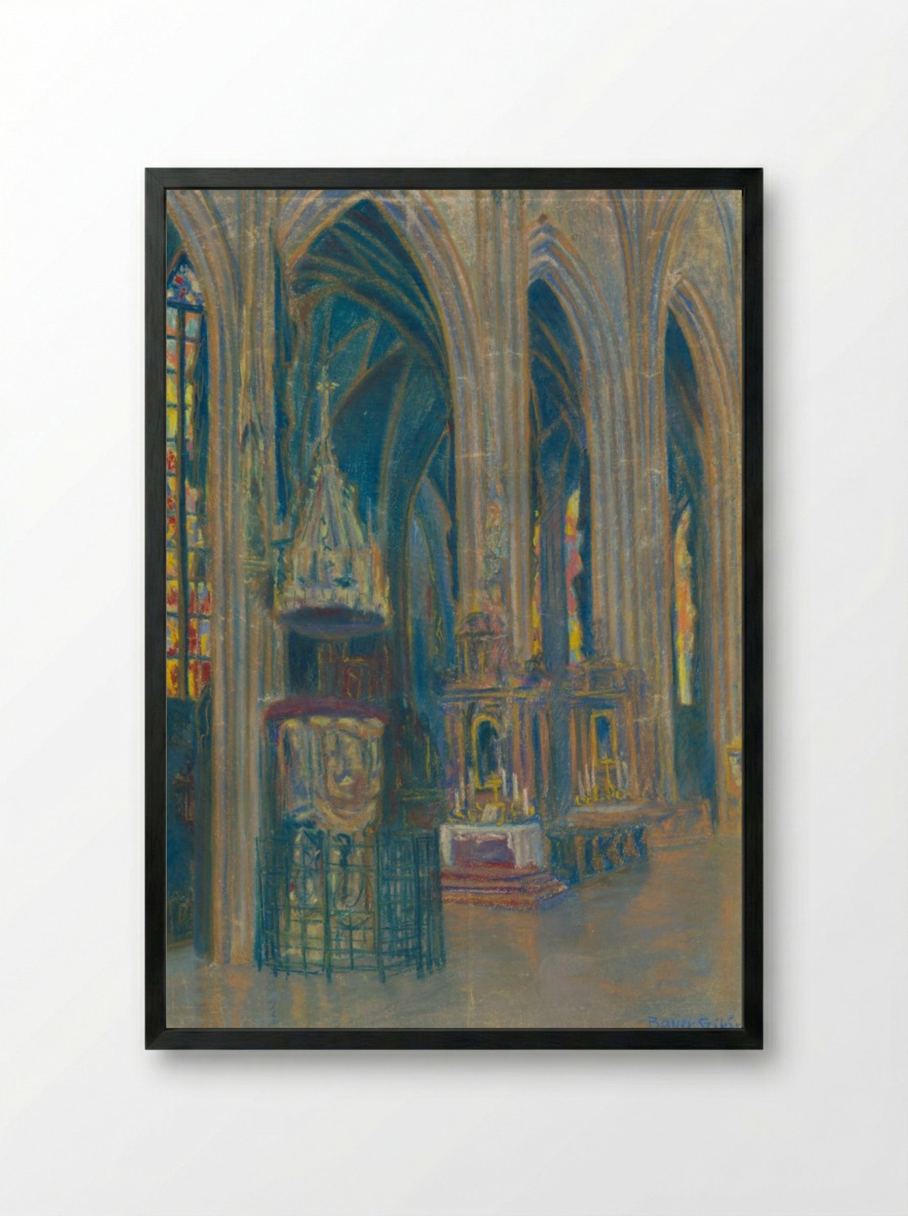 The Interior of the Košice Cathedral - Konstantin Bauer - Framed Print Black