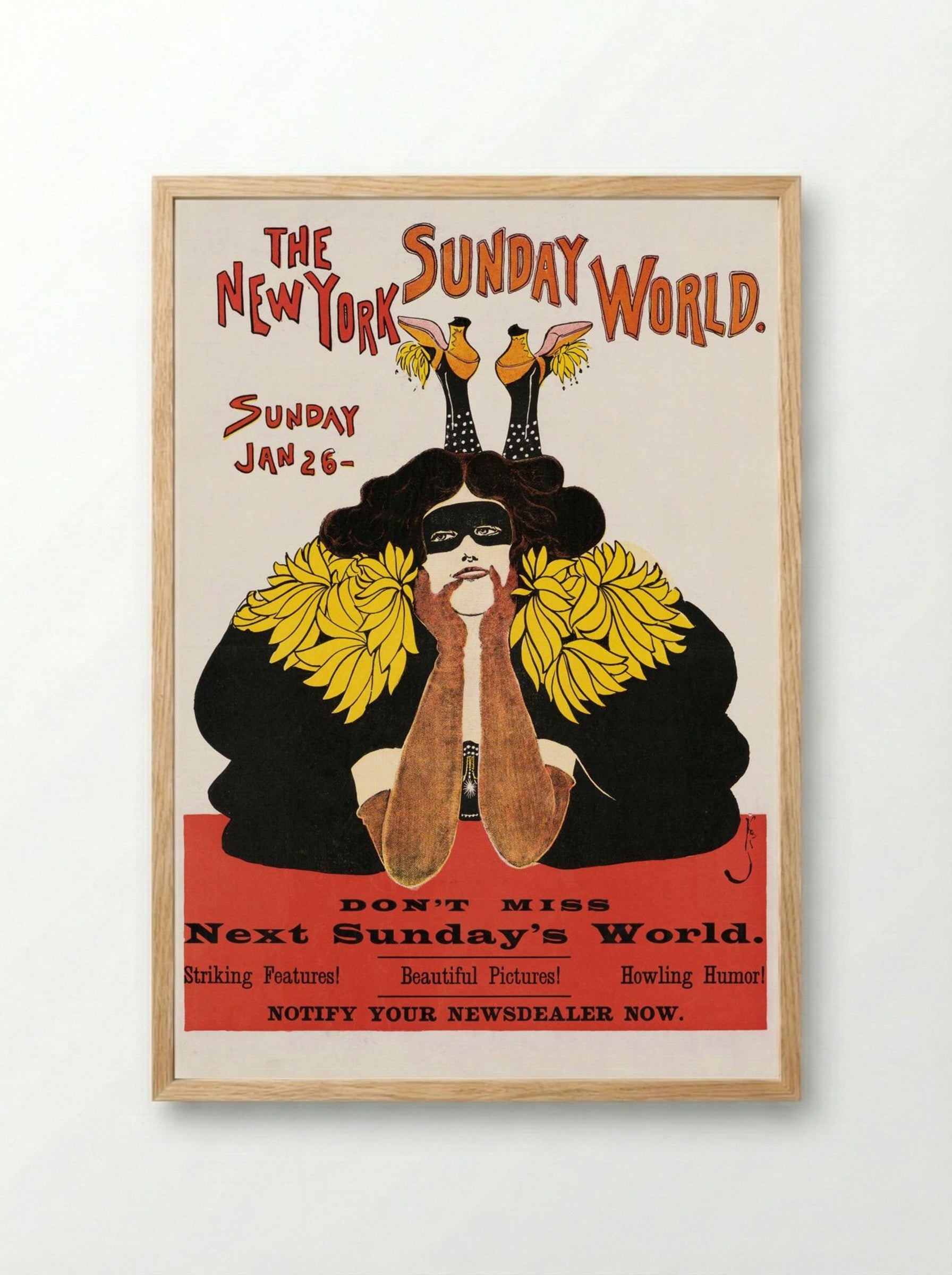 The New York Sunday World, January 26, 1896 - Frank King - Framed Print Wood