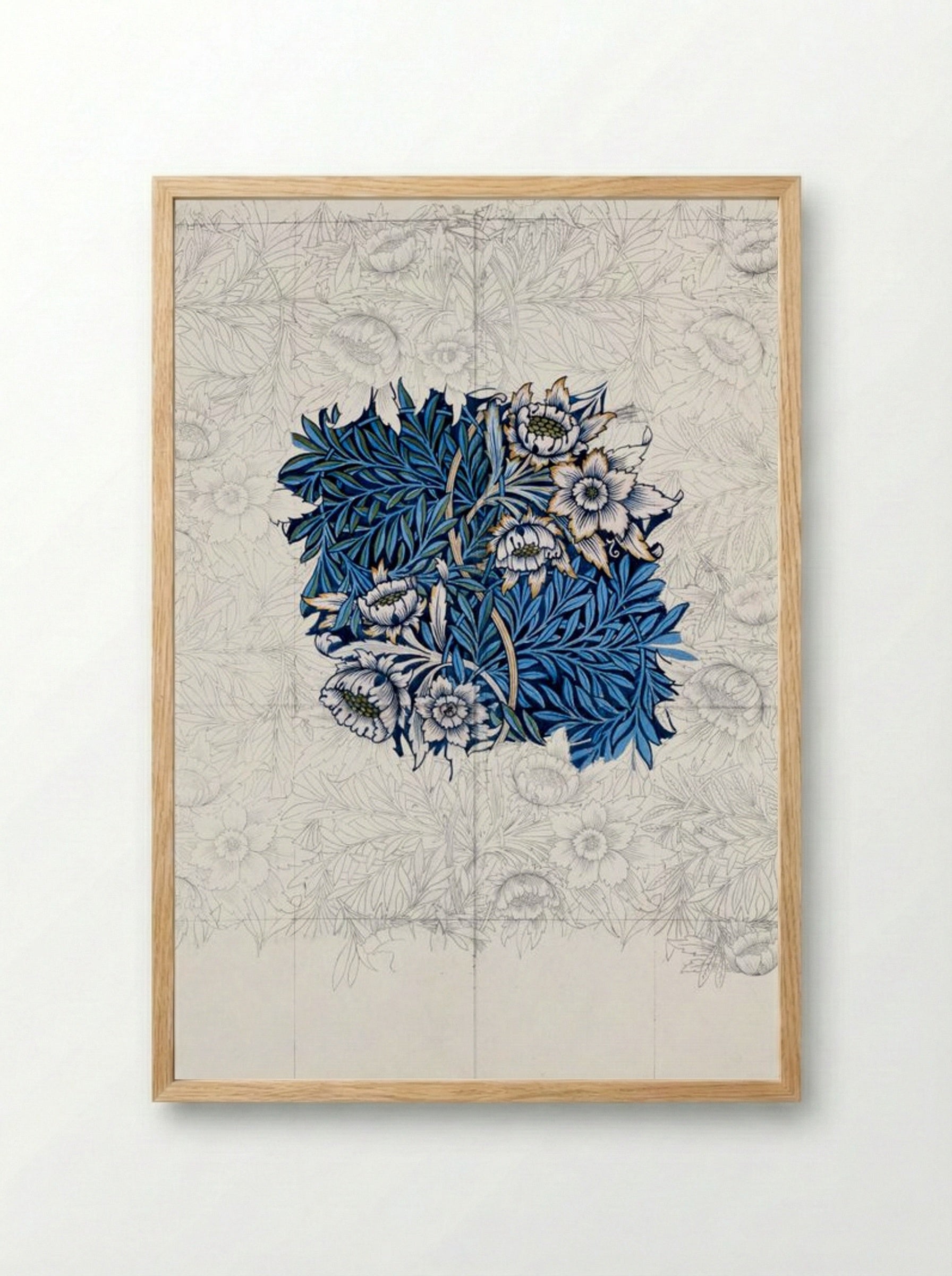 Study for 'Tulip and Willow' - William Morris - Framed Print Wood