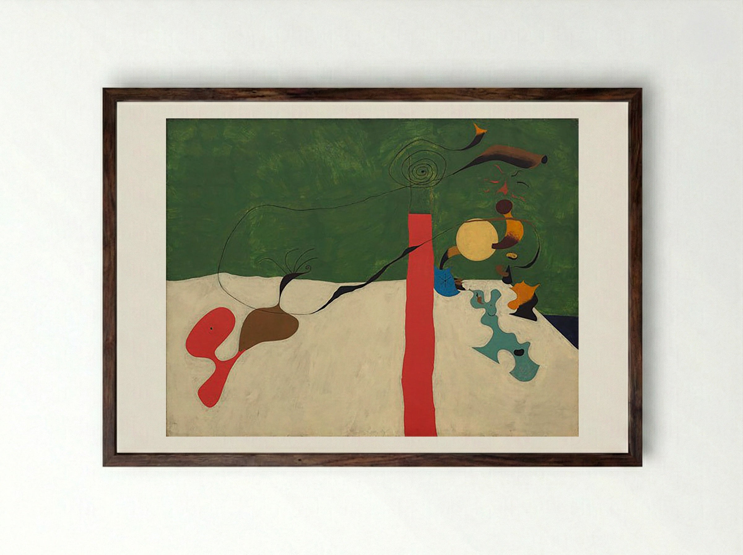 Still Life with Lamp - Joan Miró - Framed Print Dark Wood
