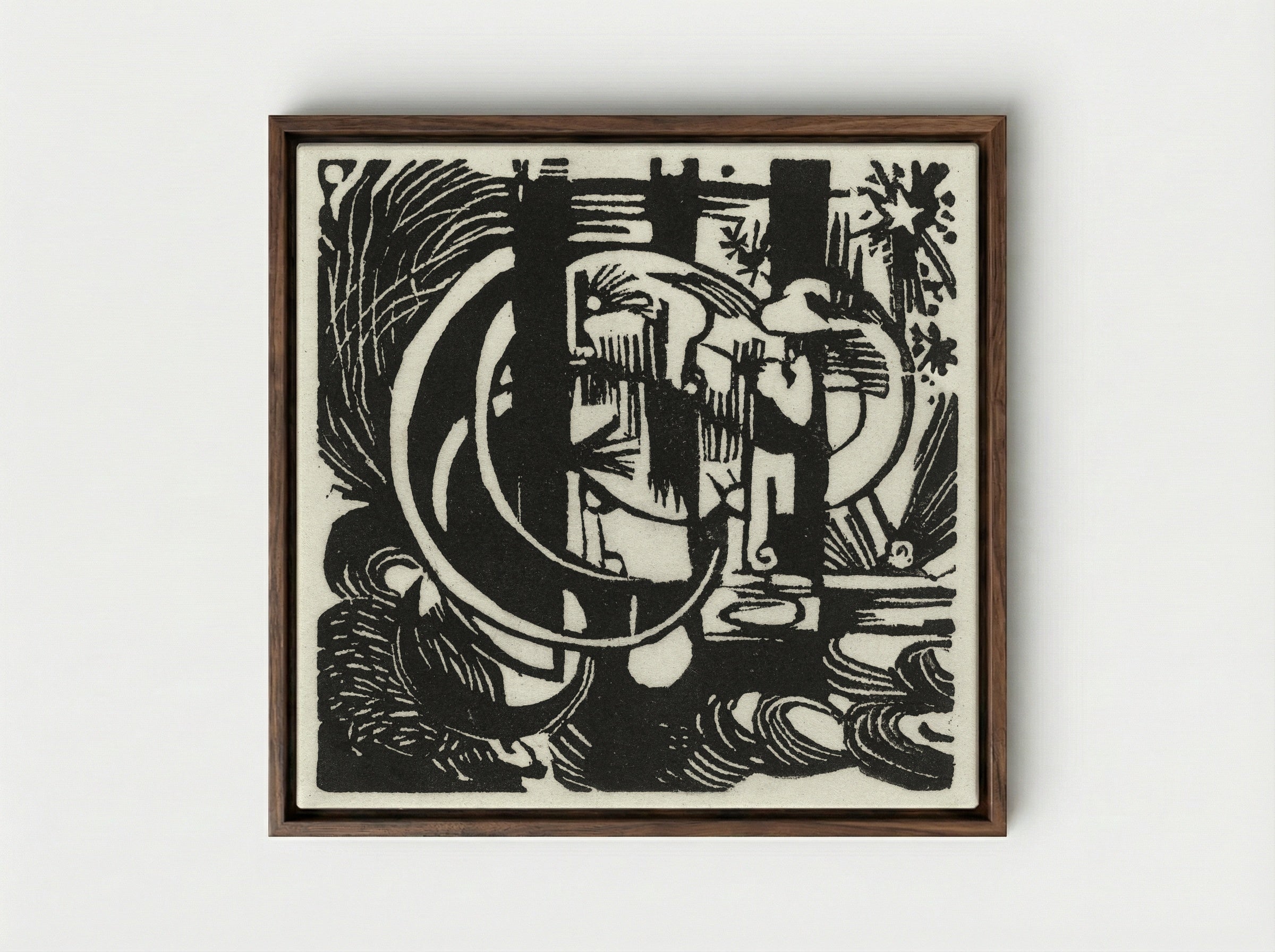 Lizards - Franz Marc - Framed Canvas Dark Wood