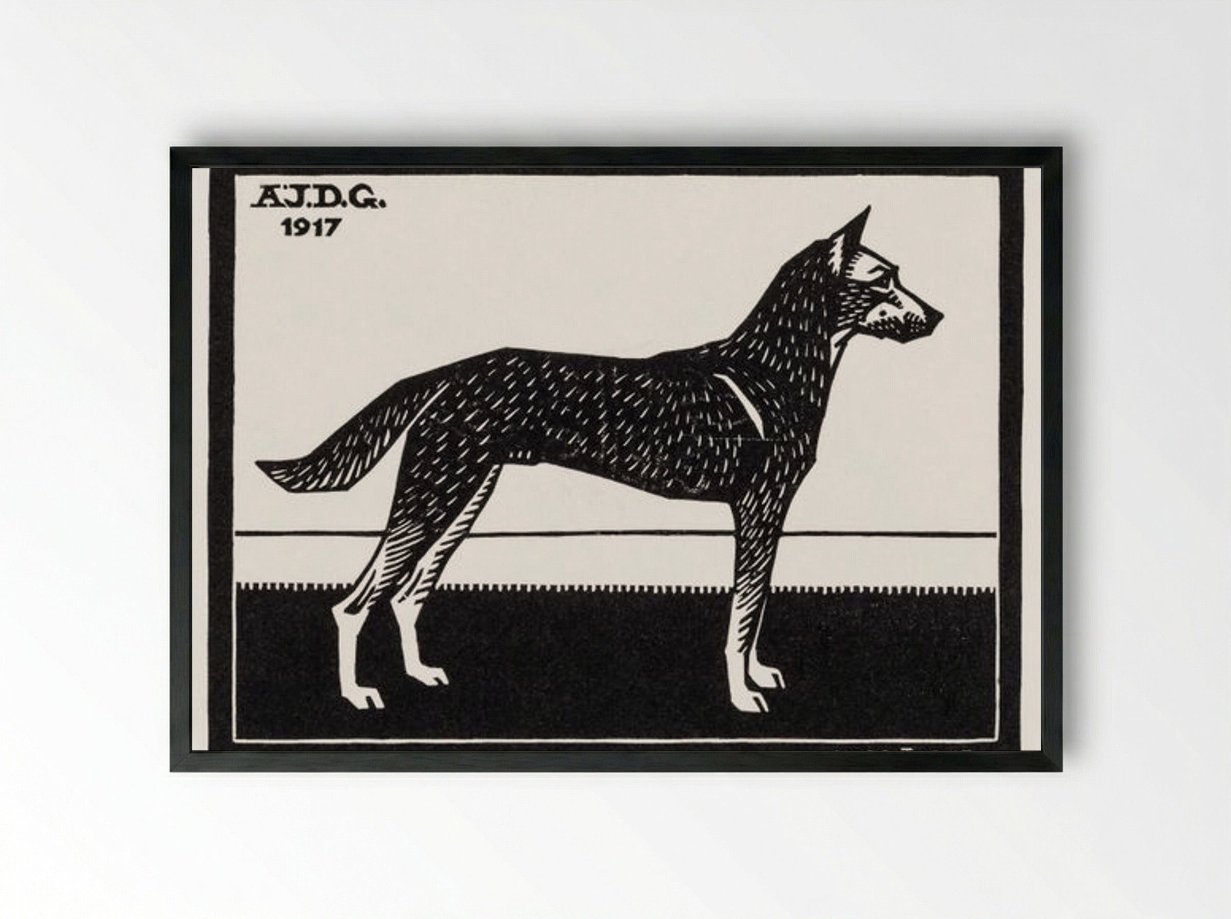 Dog - Julie de Graag - Framed Print Black