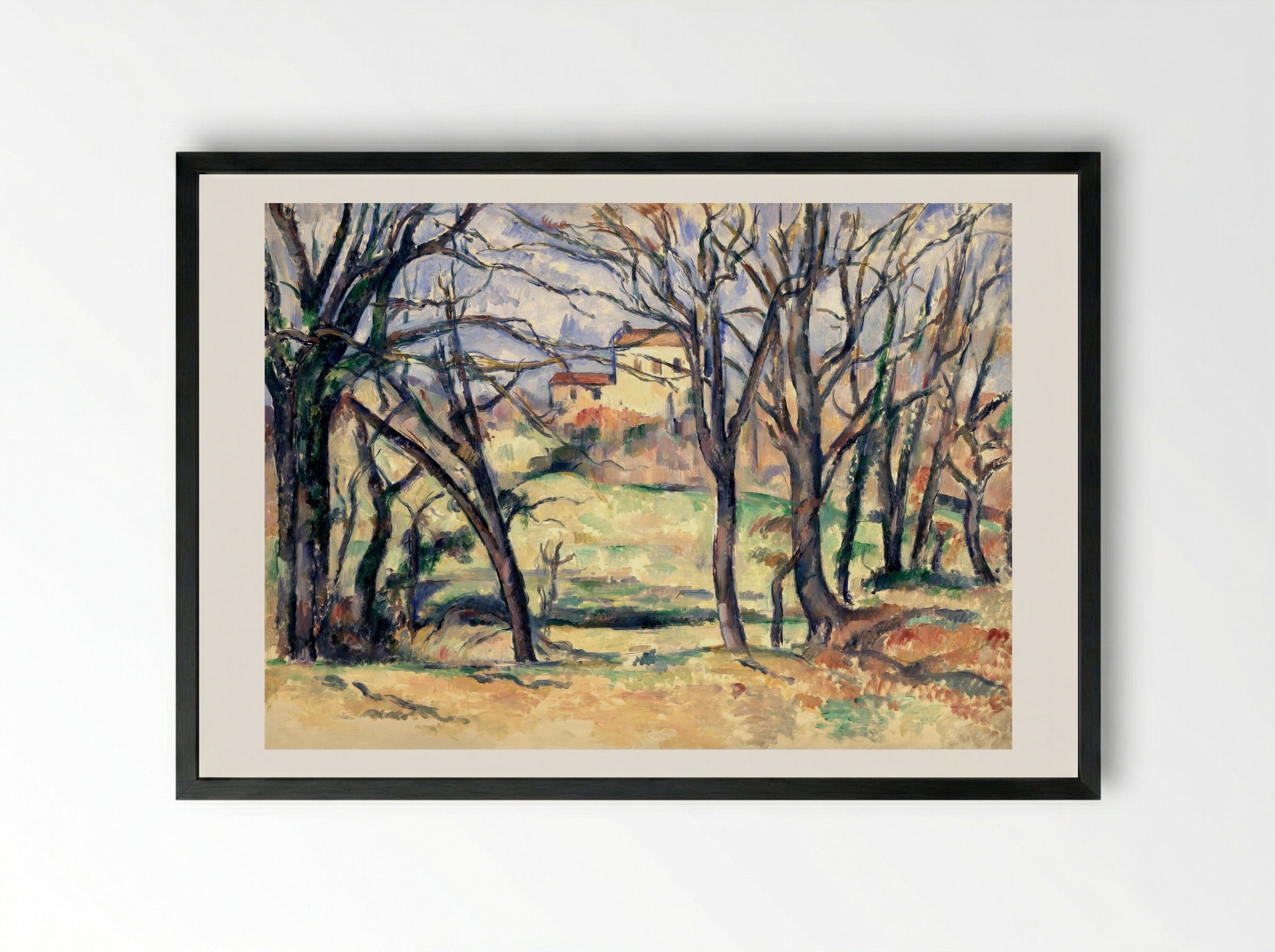 Trees and Houses Near the Jas de Bouffan - Paul Cézanne - Framed Print Black