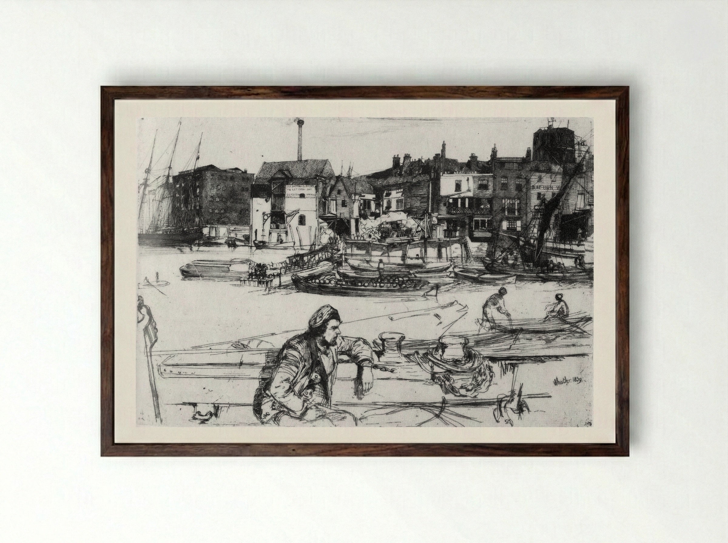 Black Lion Wharf - James McNeill Whistler - Framed Print Dark Wood