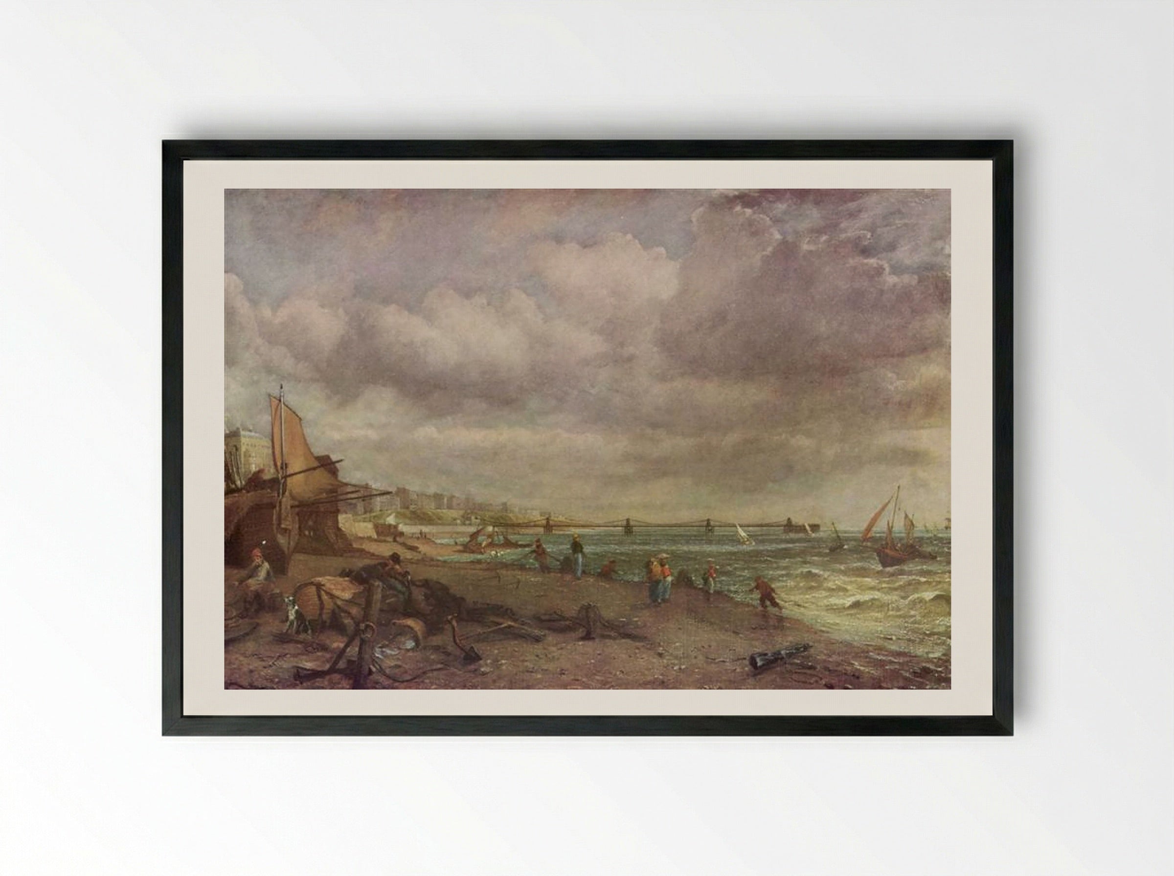 Marine Parade and Old Chain Pier, Brighton - John Constable - Framed Print Black