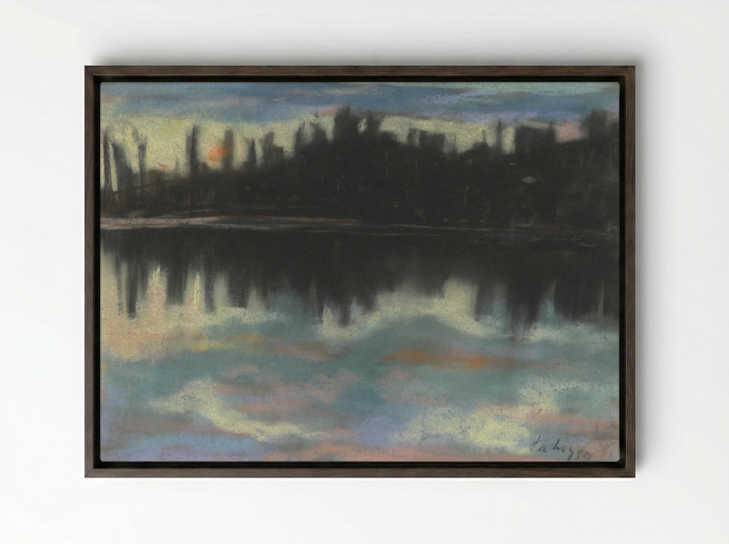 Dark Riverbank - Zolo Palugyay - Framed Canvas Dark Wood
