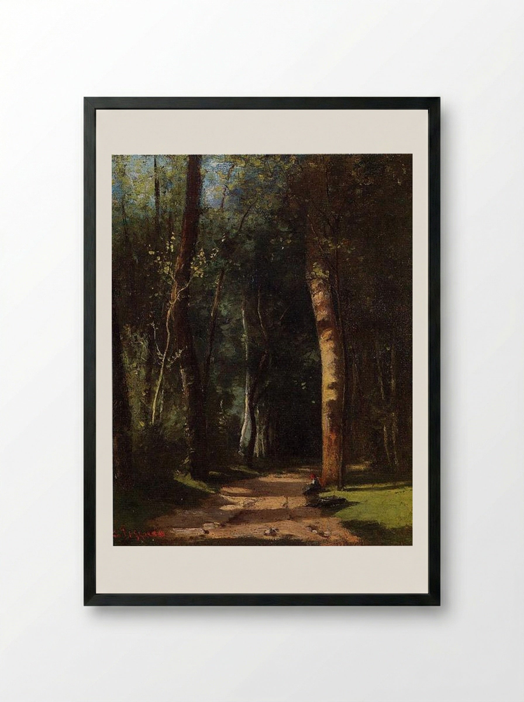 Path in the Woods at Pontoise - Camille Pissarro - Framed Print Black