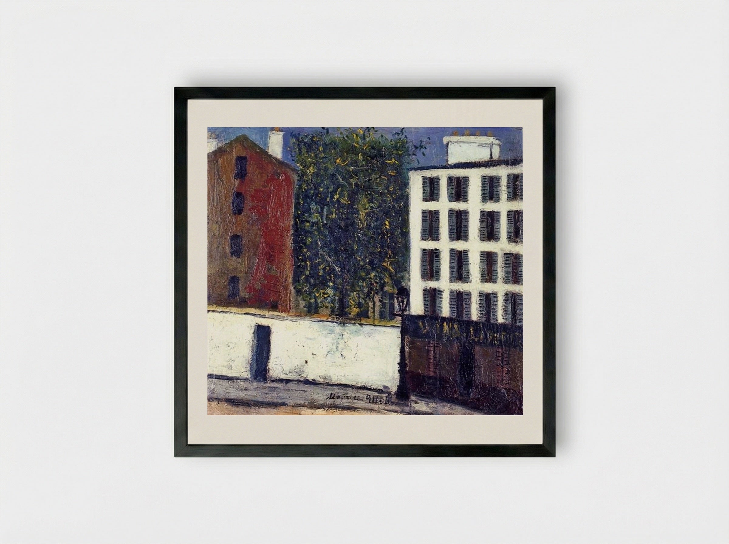 Montmartre Street - Maurice Utrillo - Framed Print Black