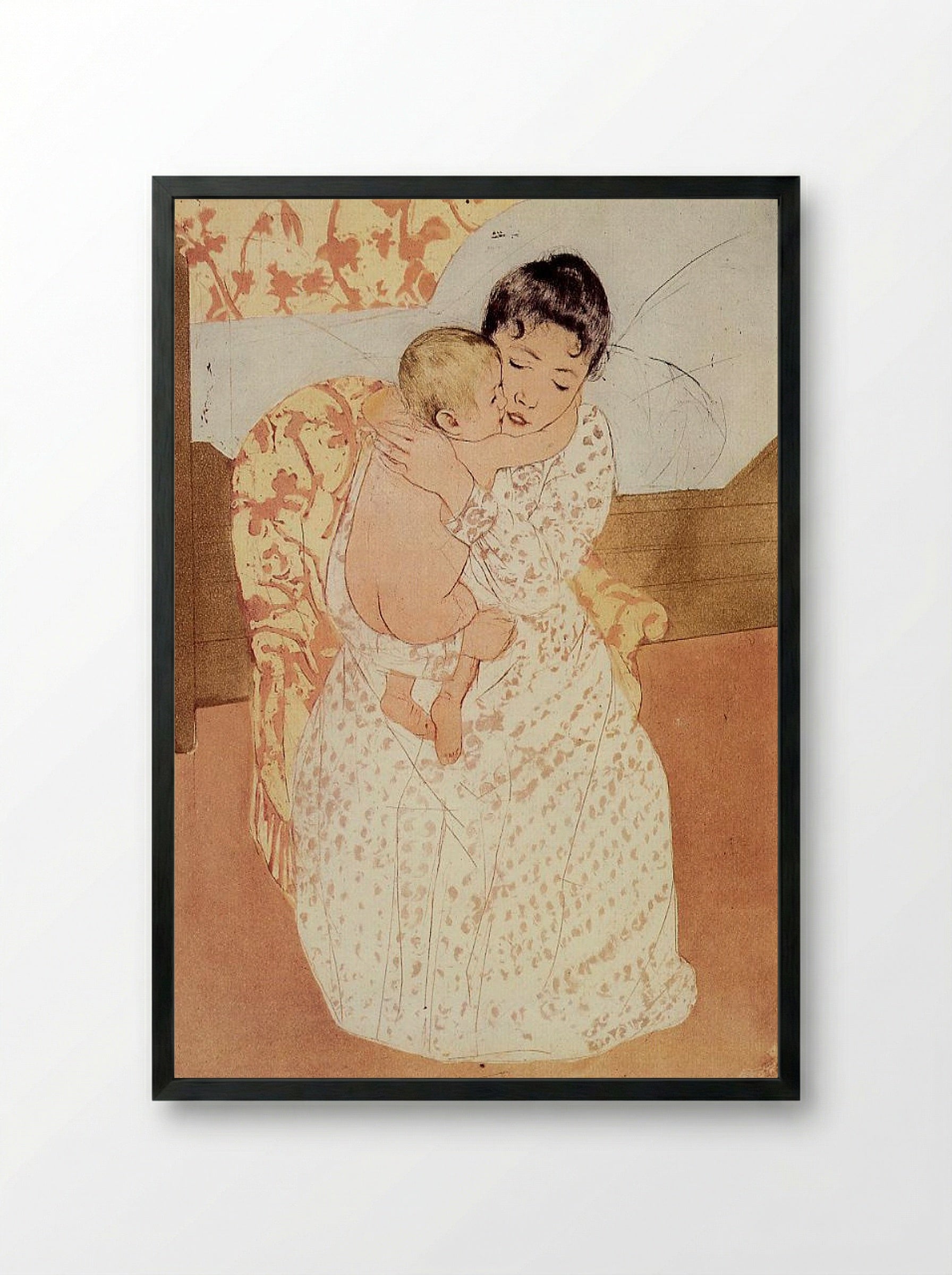 Mother and Child (No. 3) - Mary Cassatt - Framed Print Black