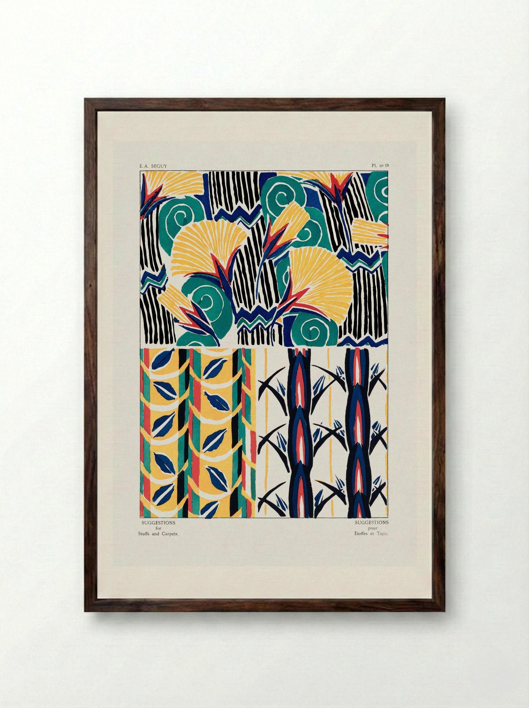 Suggestions for Stuffs and Carpets, Plate 19 - Émile-Allain Séguy - Framed Print Dark Wood