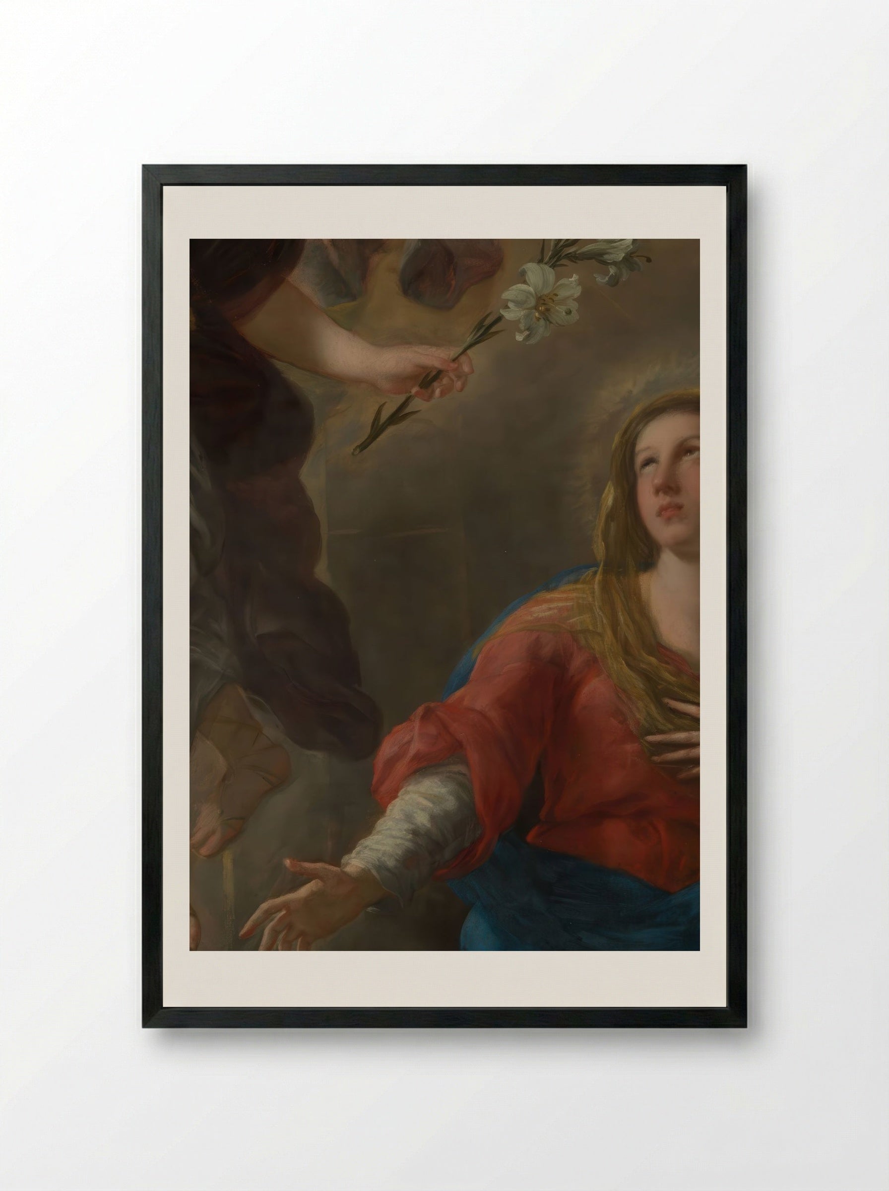 The Annunciation - Luca Giordano - Framed Print Black