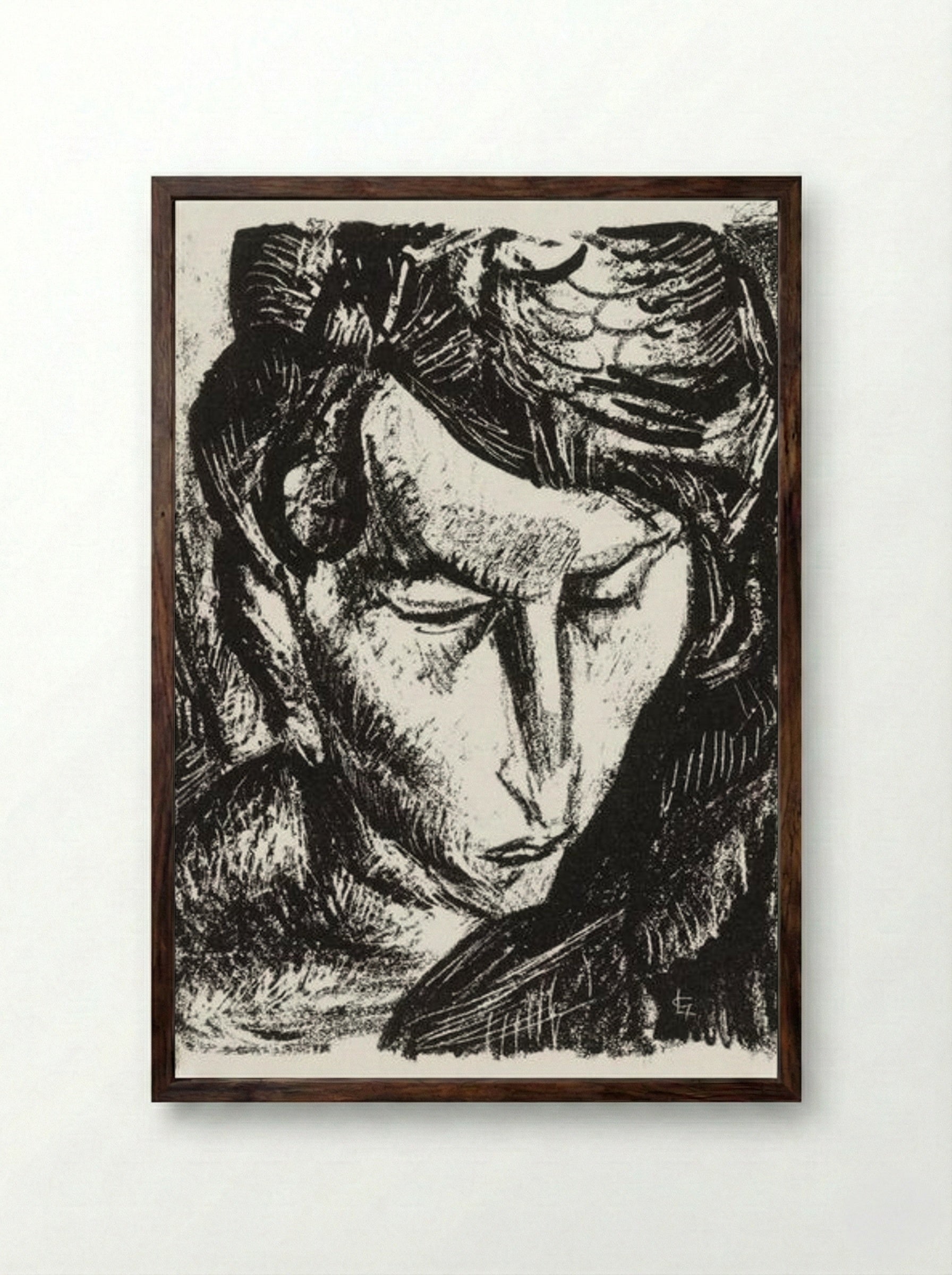Portrait of an Unknown Woman - Leo Gestel - Framed Print Dark Wood