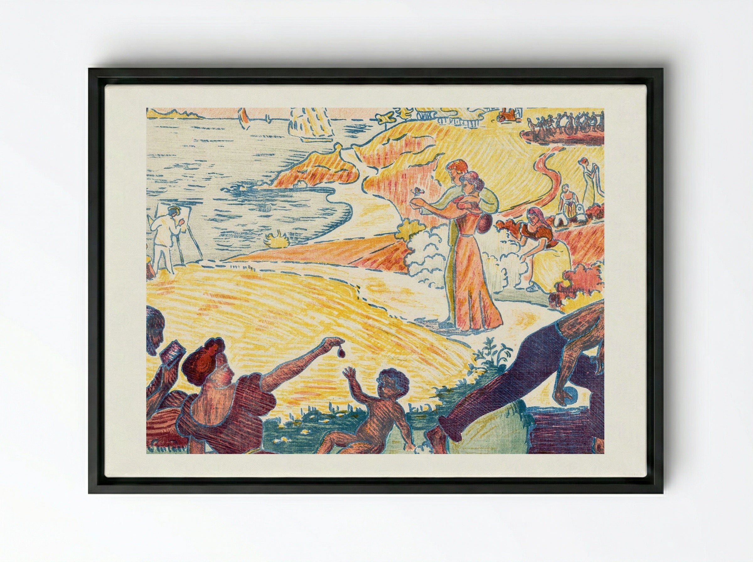 Harmonious Times - Paul Signac - Framed Canvas Black