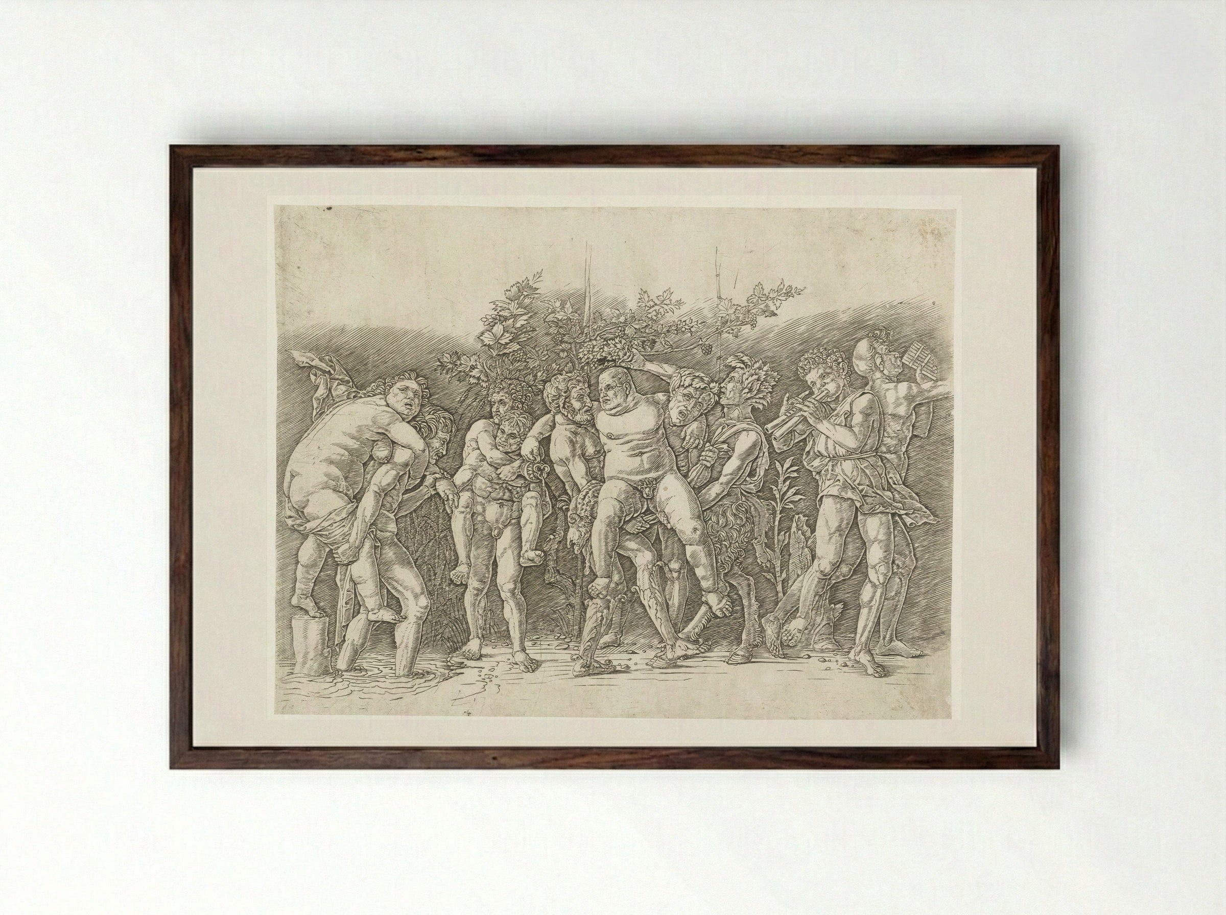 Bacchanaal met Silenus - Andrea Mantegna - Framed Print Dark Wood