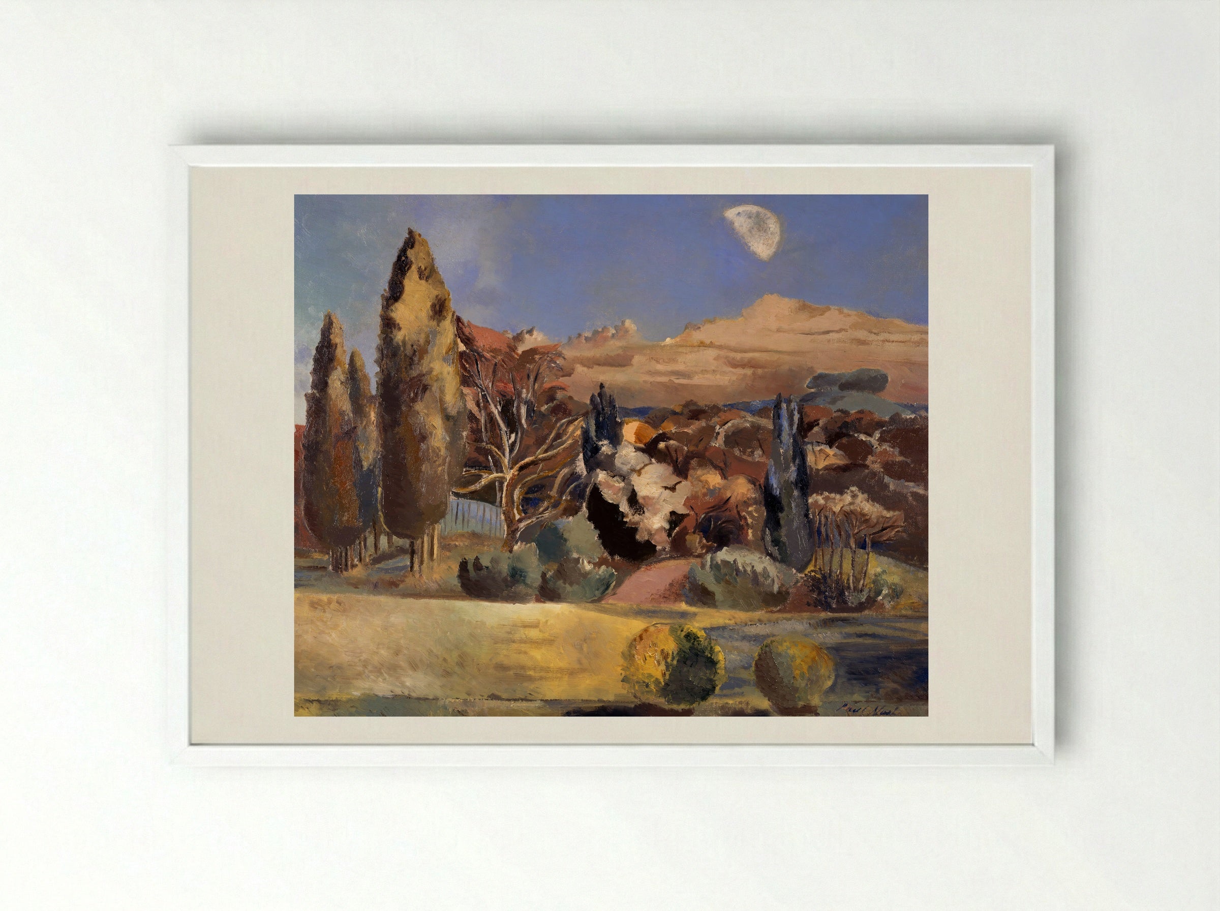 Landscape of the Moon's First Quarter - Paul Nash - Framed Print White