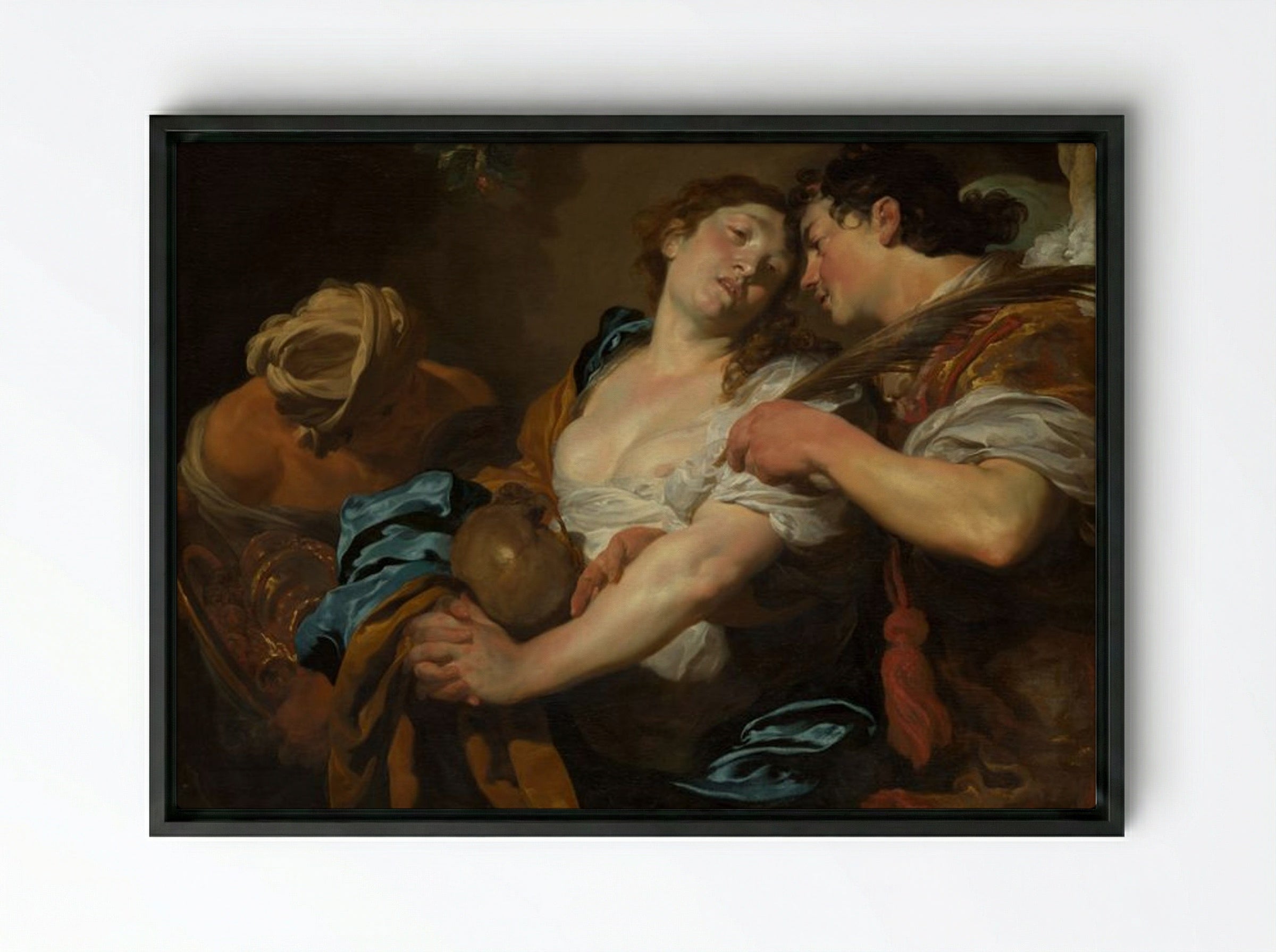 The Temptation of Saint Mary Magdalen - Johann Liss - Framed Canvas Black