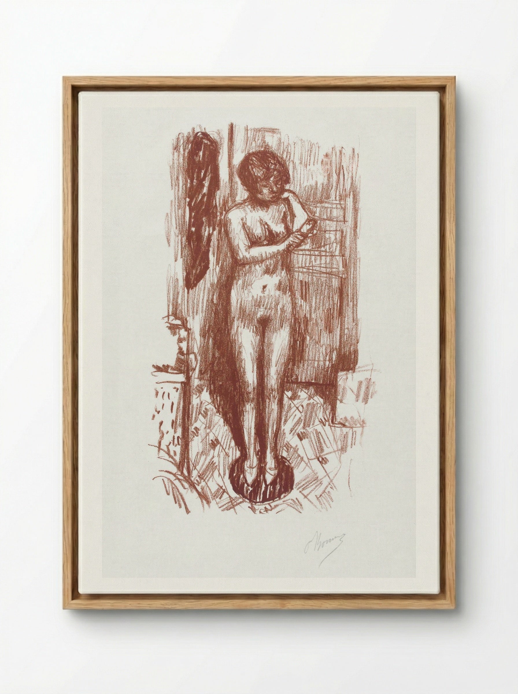 Standing Naked Woman Washing Herself - Pierre Bonnard - Framed Canvas Wood